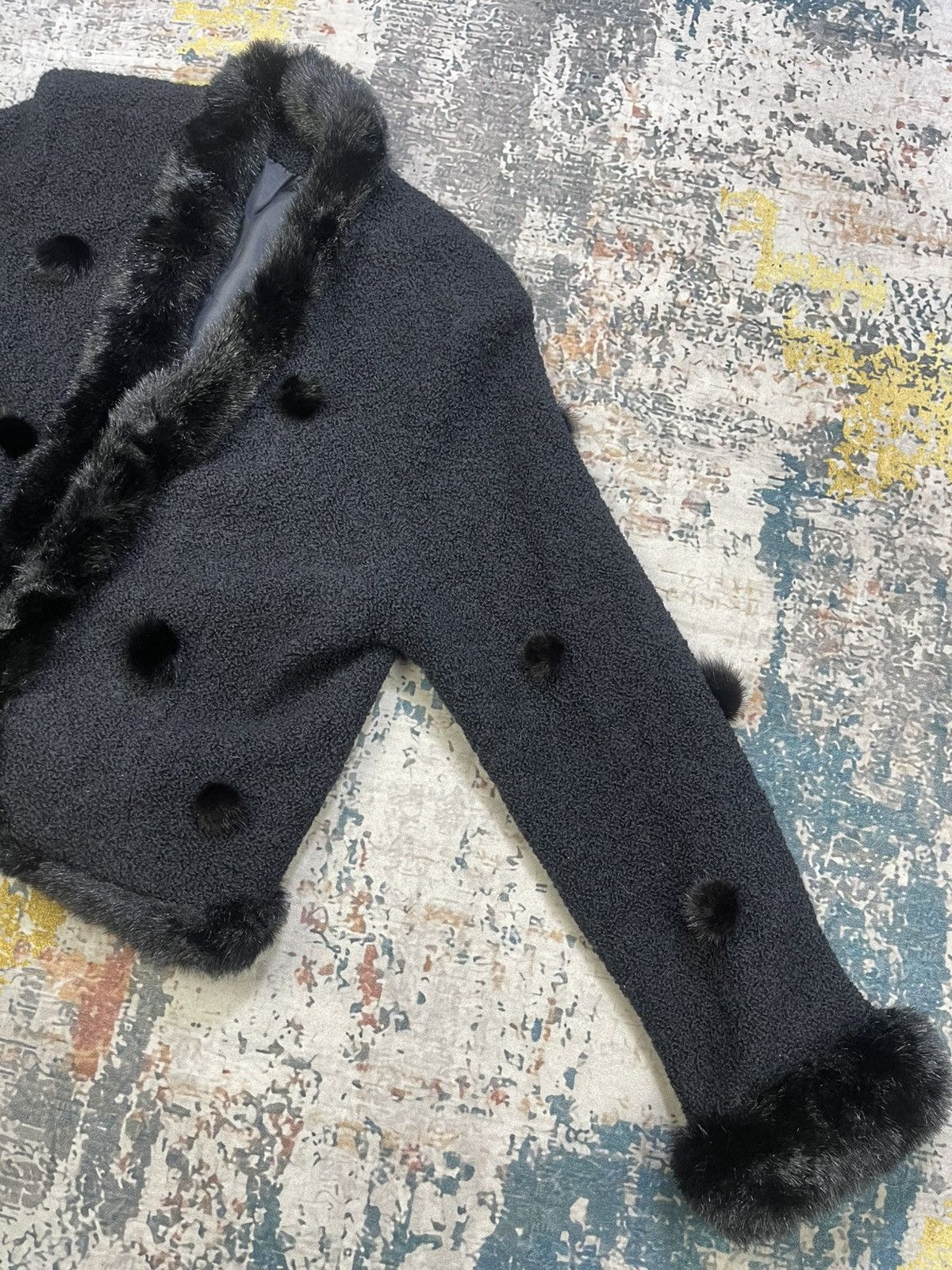 Japanese Brand Boucle Plush Fur Trim Scattered Pom-Poms Jacket Size L / US 10 / IT 46 - 2 Thumbnail