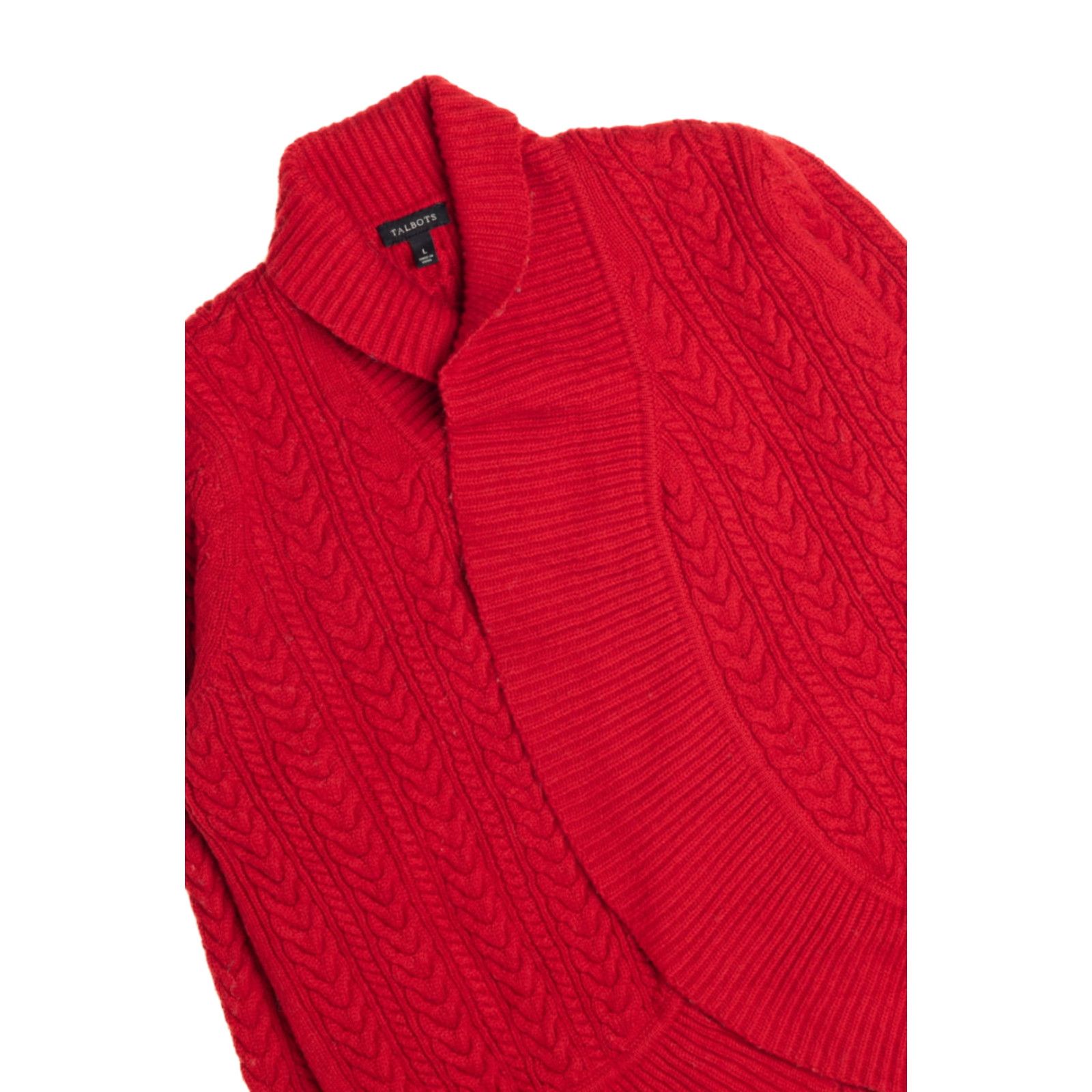 Talbots VINTAGE Talbots Fisherman Sweater Large Red Cable Knit Cozy Classic 1000 Size L / US 10 / IT 46 - 2 Thumbnail
