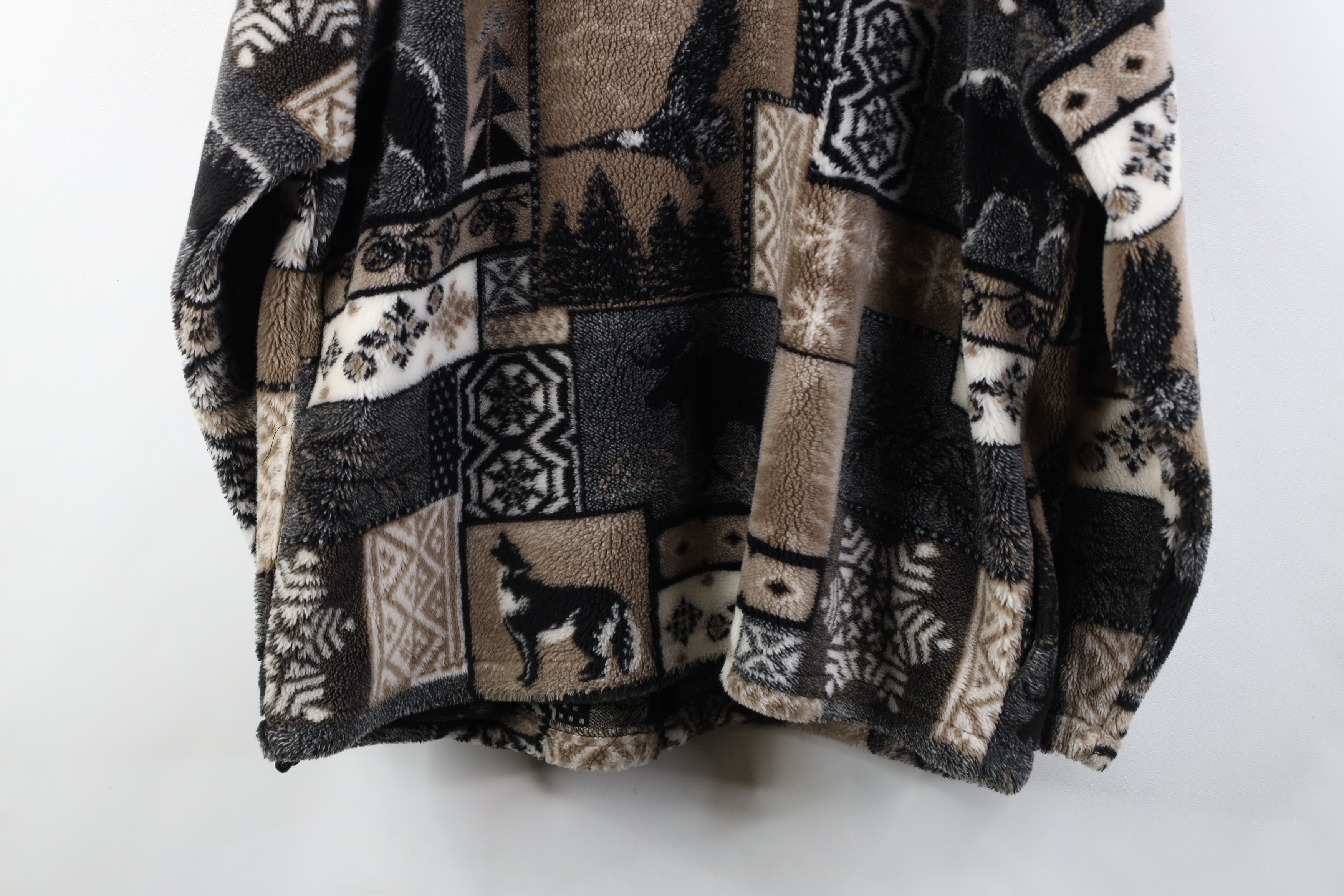 Vintage Vintage 90s Streetwear Wolf All Over Print Fleece Jacket USA Size US L / EU 52-54 / 3 - 15 Thumbnail