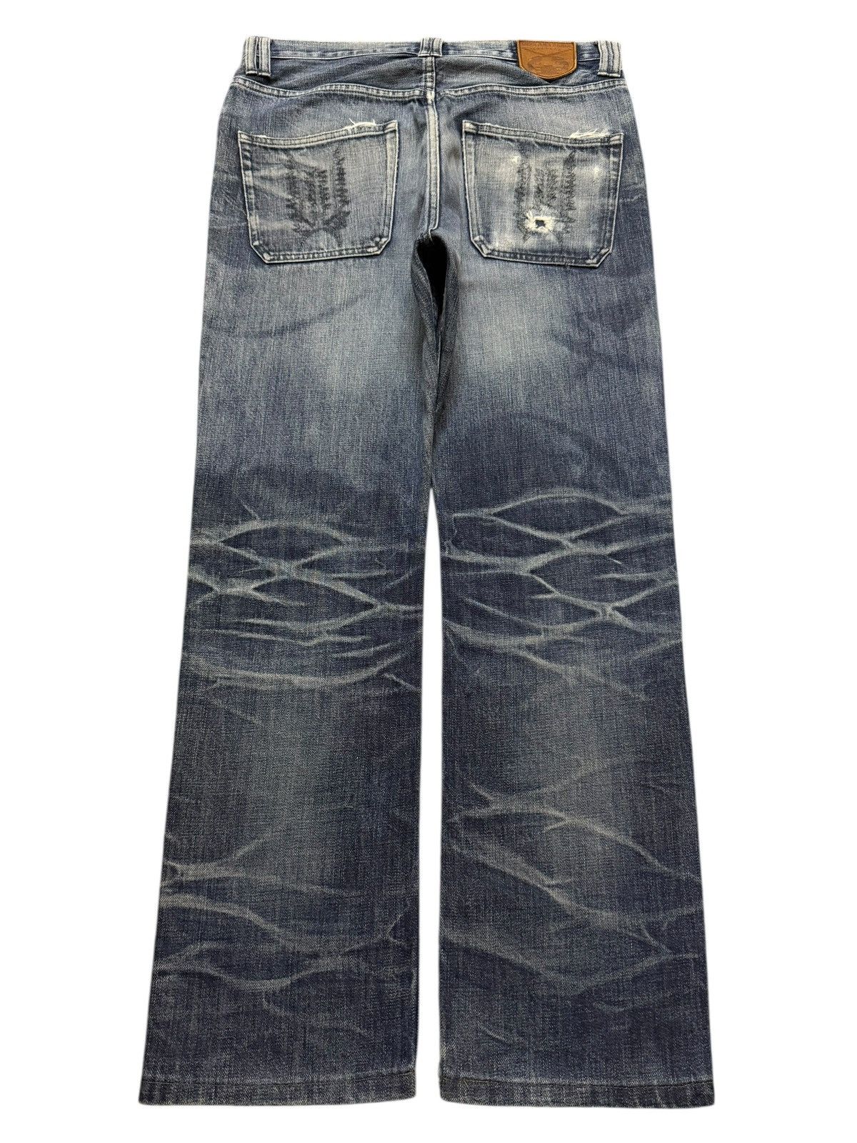 Roar Vintage 90s Japan Roar Blue Faded Wash Whisker Distressed Size US 32 / EU 48 - 2 Thumbnail