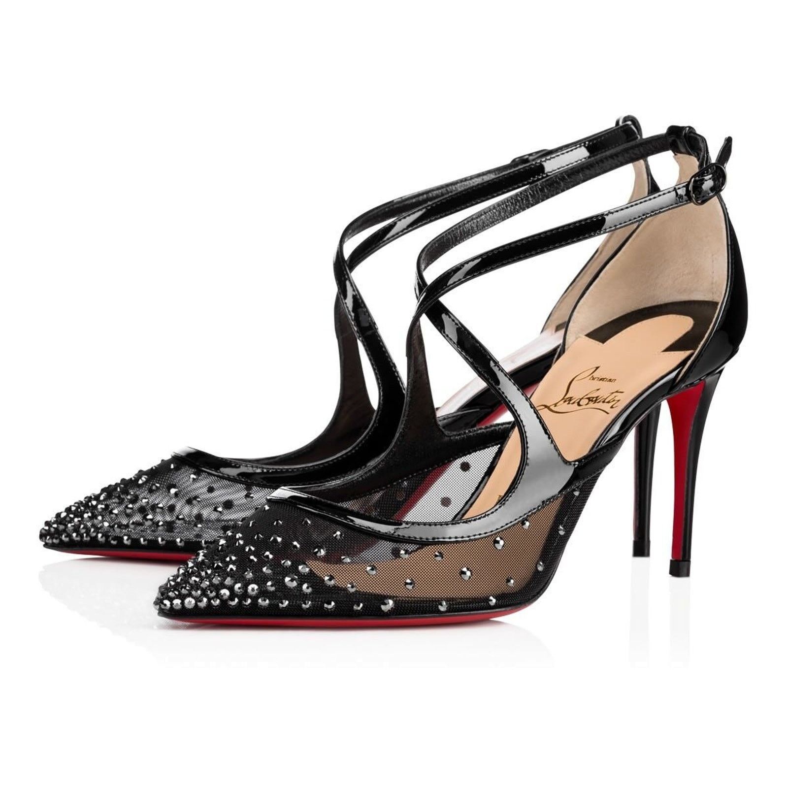 Christian Louboutin Twistissima Strass 85 Black Patent