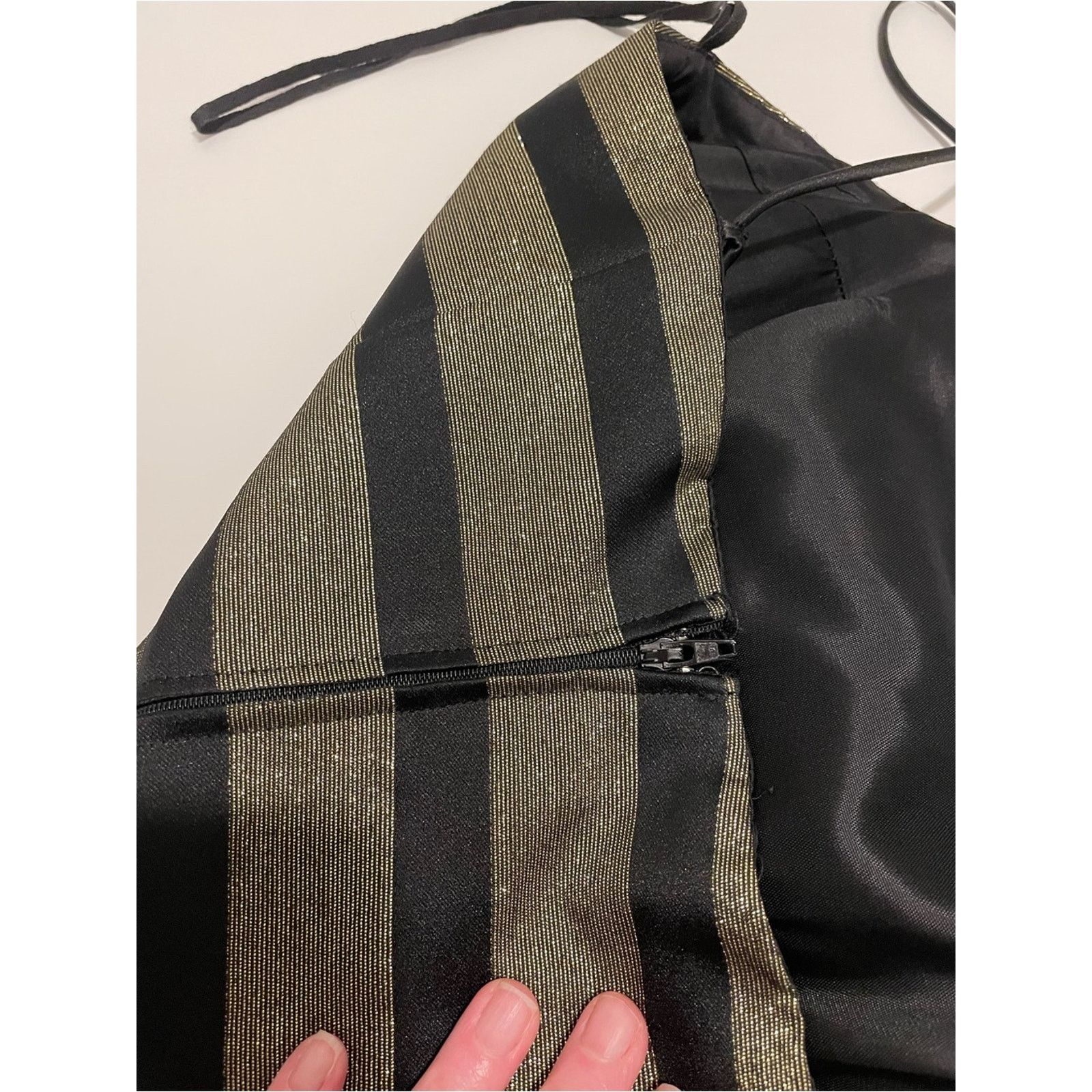 Vintage Dave & Johnny VNTG Gold Black Striped Dress 3/4 90's Formal Size S / US 4 / IT 40 - 5 Thumbnail