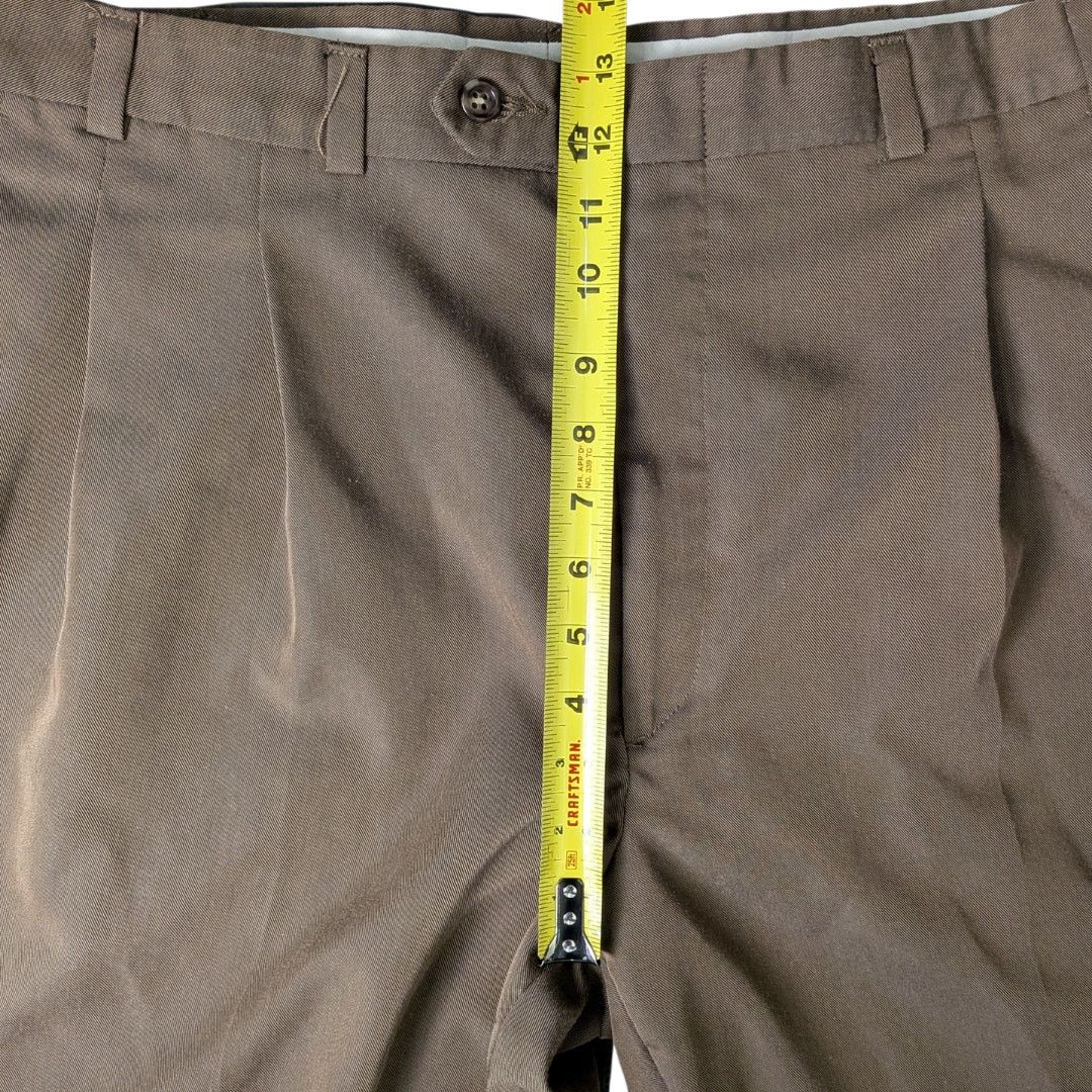 Stafford Stafford Brown Cuffed Pleated Pants w/ Offset Buttonhole Size US 40 / EU 56 - 5 Thumbnail