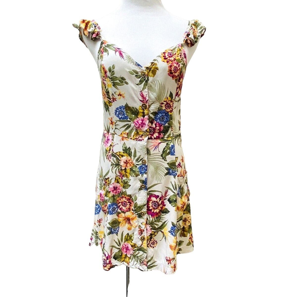 Other Xhilaration Juniors Summer Floral Button-Front Ruffled Strap Size XXL / US 16-18 / IT 52-54 - 1 Thumbnail