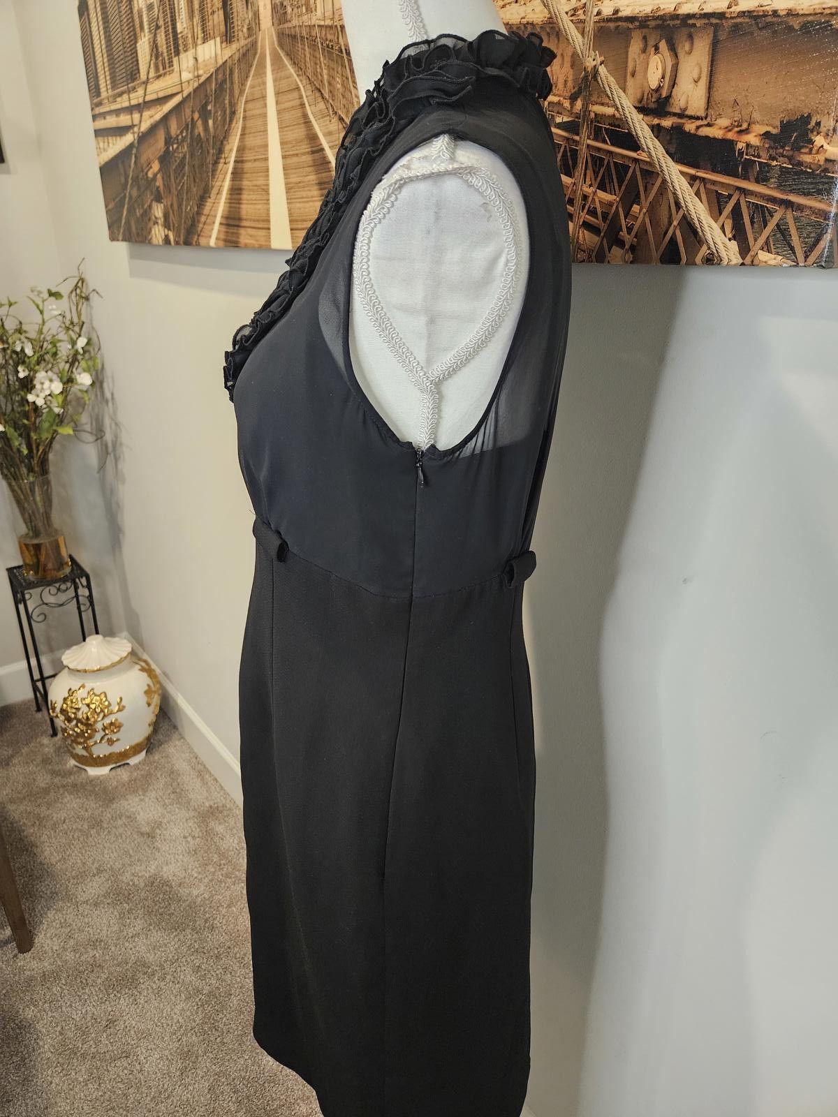 Calvin Klein Calvin Klein Black Ruffled Dress with Sheer Top Detail Size M / US 6-8 / IT 42-44 - 3 Thumbnail