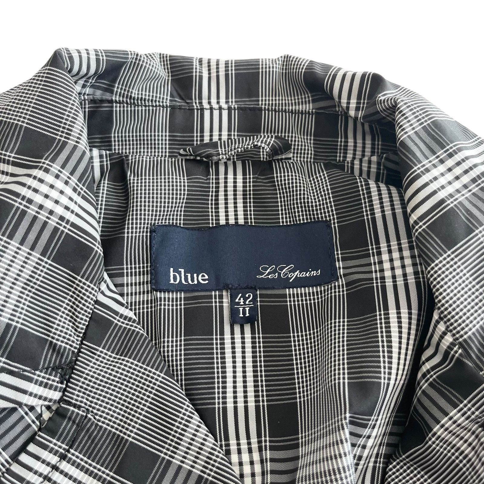 Other Blue Les Copains Black White Plaid Short Trench Coat Jacket Size S / US 4 / IT 40 - 2 Thumbnail