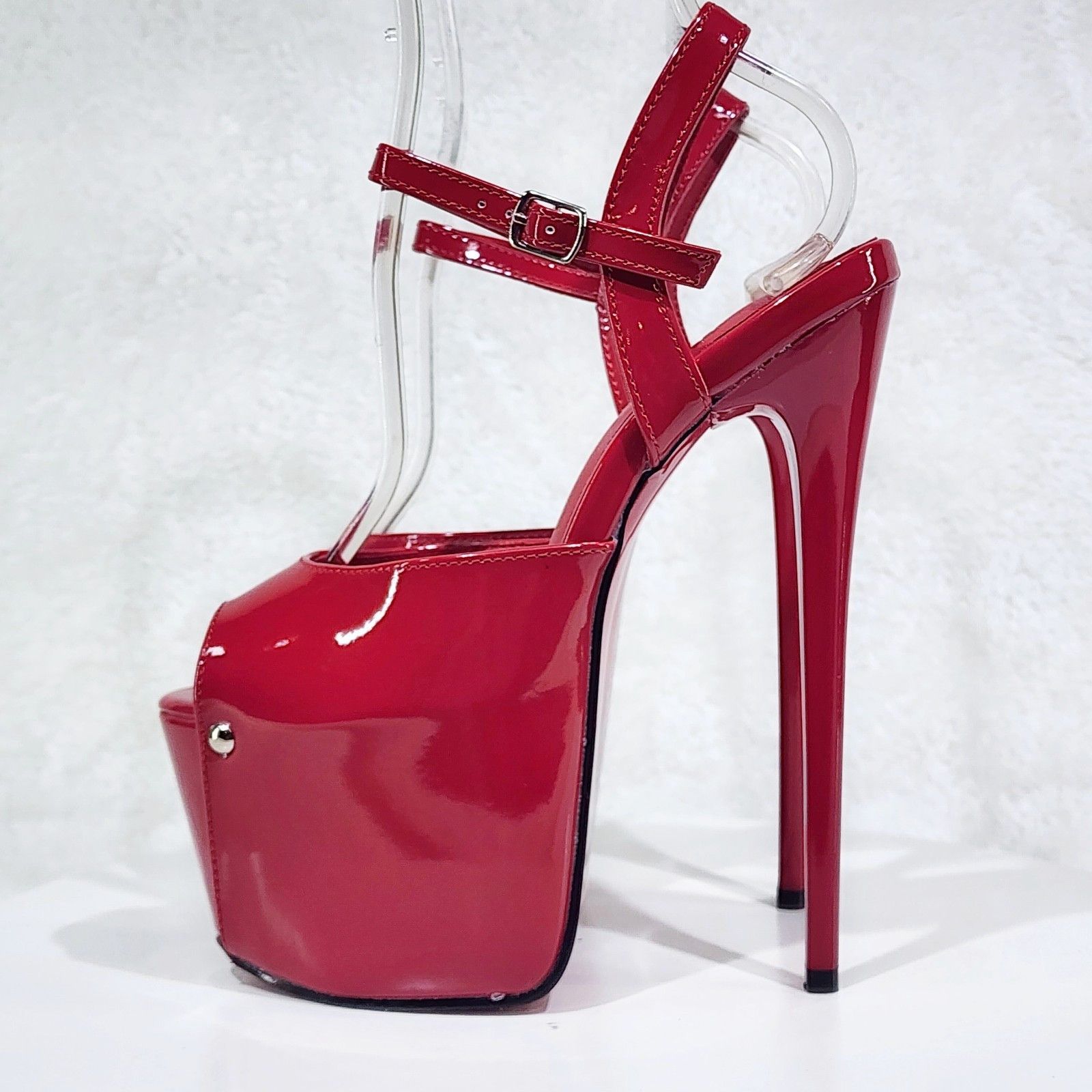 Juicy 9 Red Patent Slim 7 Stiletto Platform Ankle Strap Hig