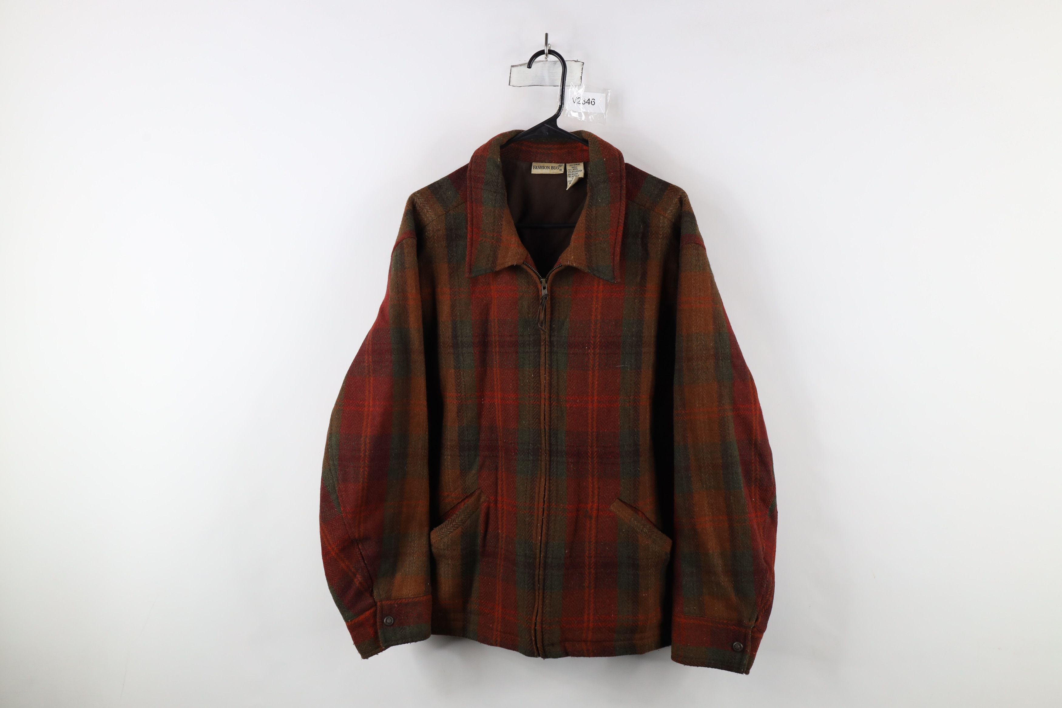 Vintage Vintage 90s Streetwear Back Wool Tweed Bomber Jacket Plaid Size 3XL / US 20-22 - 1 Thumbnail