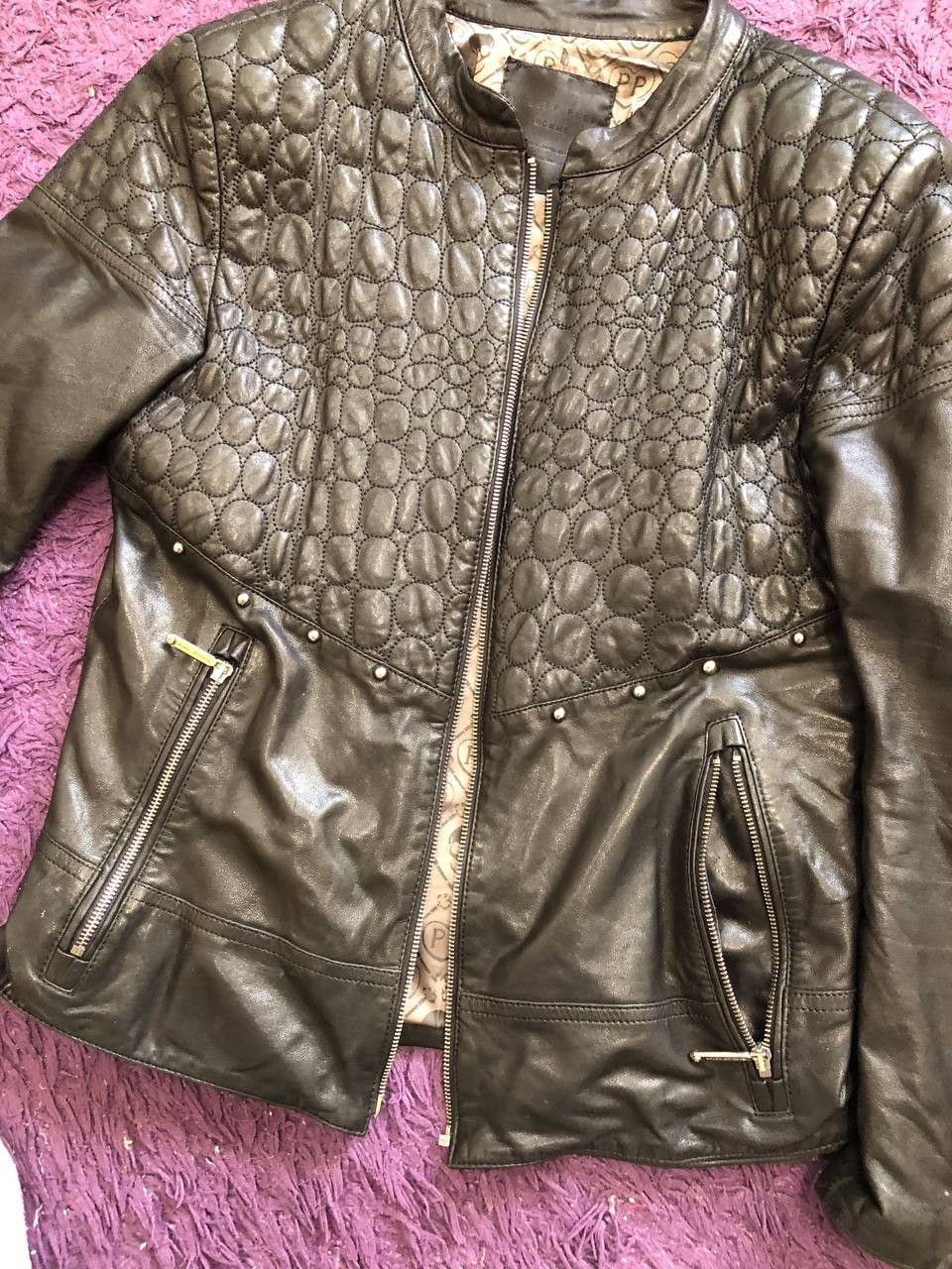 Philipp Plein Philipp Plein 's Black Leather Bomber Jacket Size US L / EU 52-54 / 3 - 23 Thumbnail