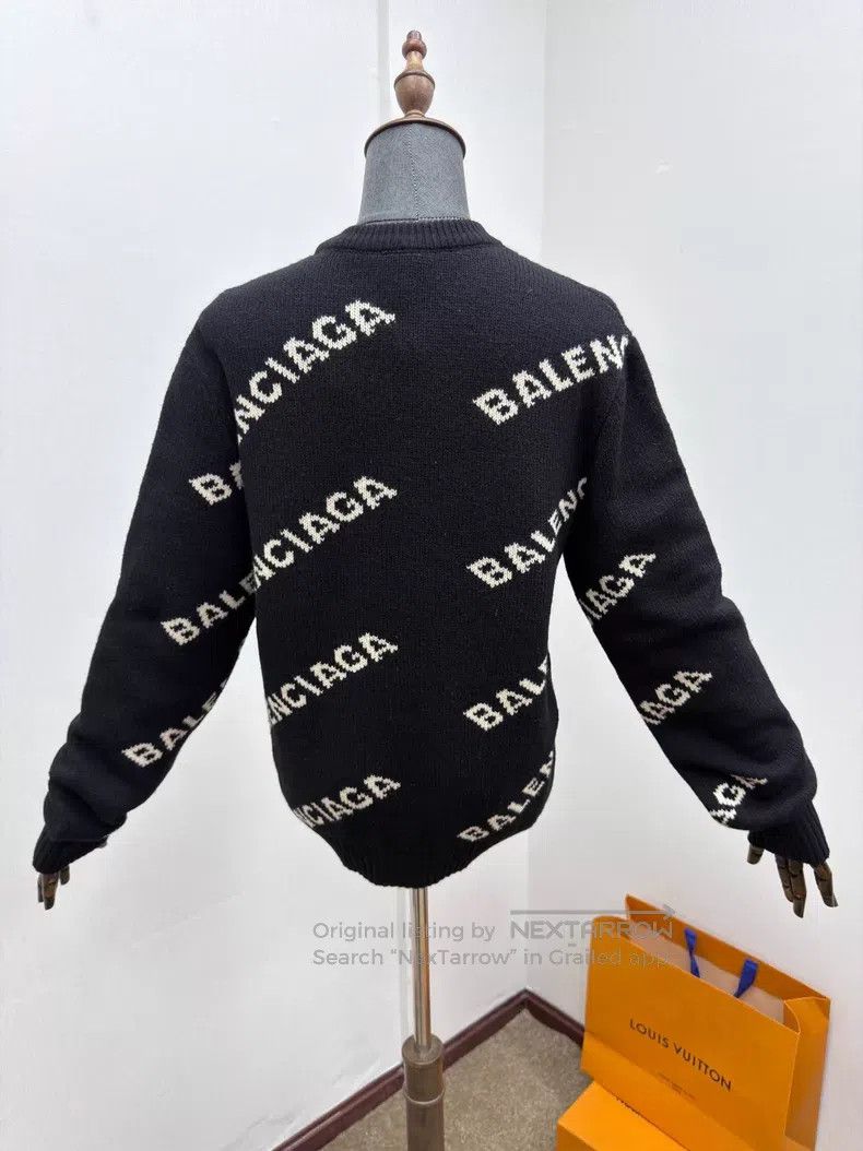 Balenciaga Balenciaga Black Logo Printed Knit Sweater Size US XS / EU 42 / 0 - 2 Thumbnail