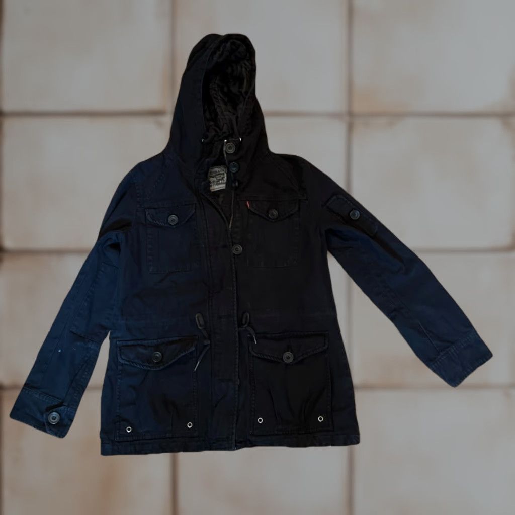 Levi's Levi's Hooded Military Jacket Womens Size S Black Pockets Hoodie Quilted Lined Short Sleeve? Wait not. Size S / US 4 / IT 40 - 1 Thumbnail