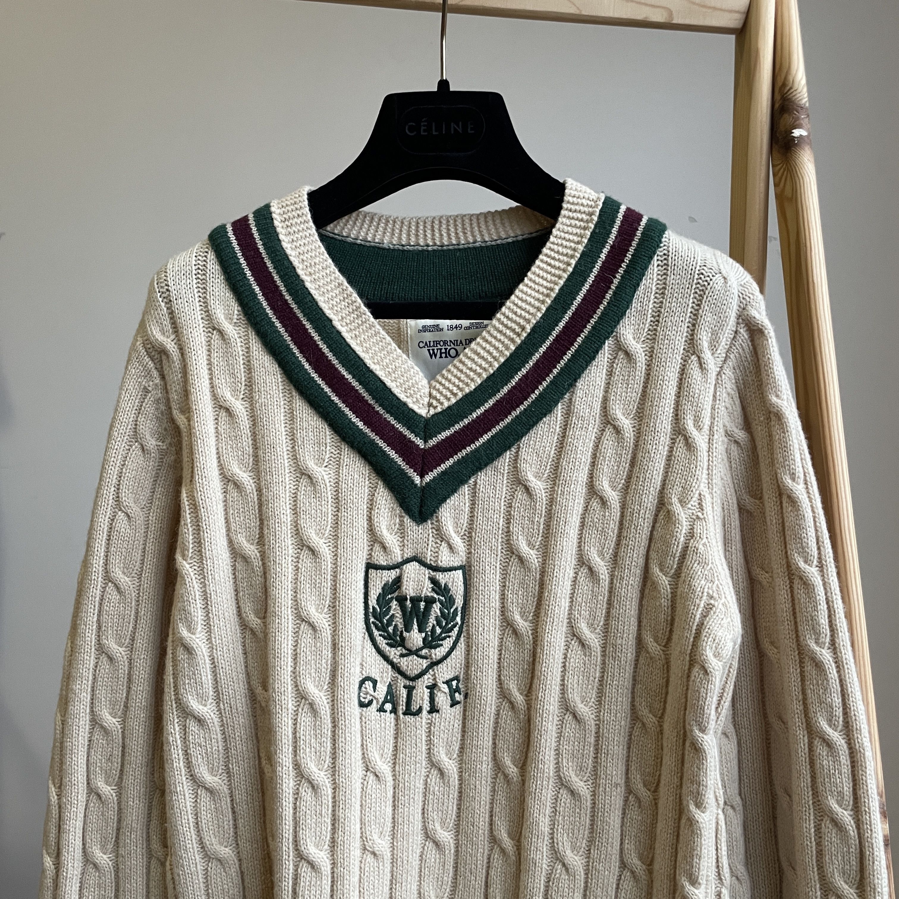 Who A.U. Who A.U. California Dream Cable Knit V-Neck College Sweater Size US M / EU 48-50 / 2 - 3 Thumbnail