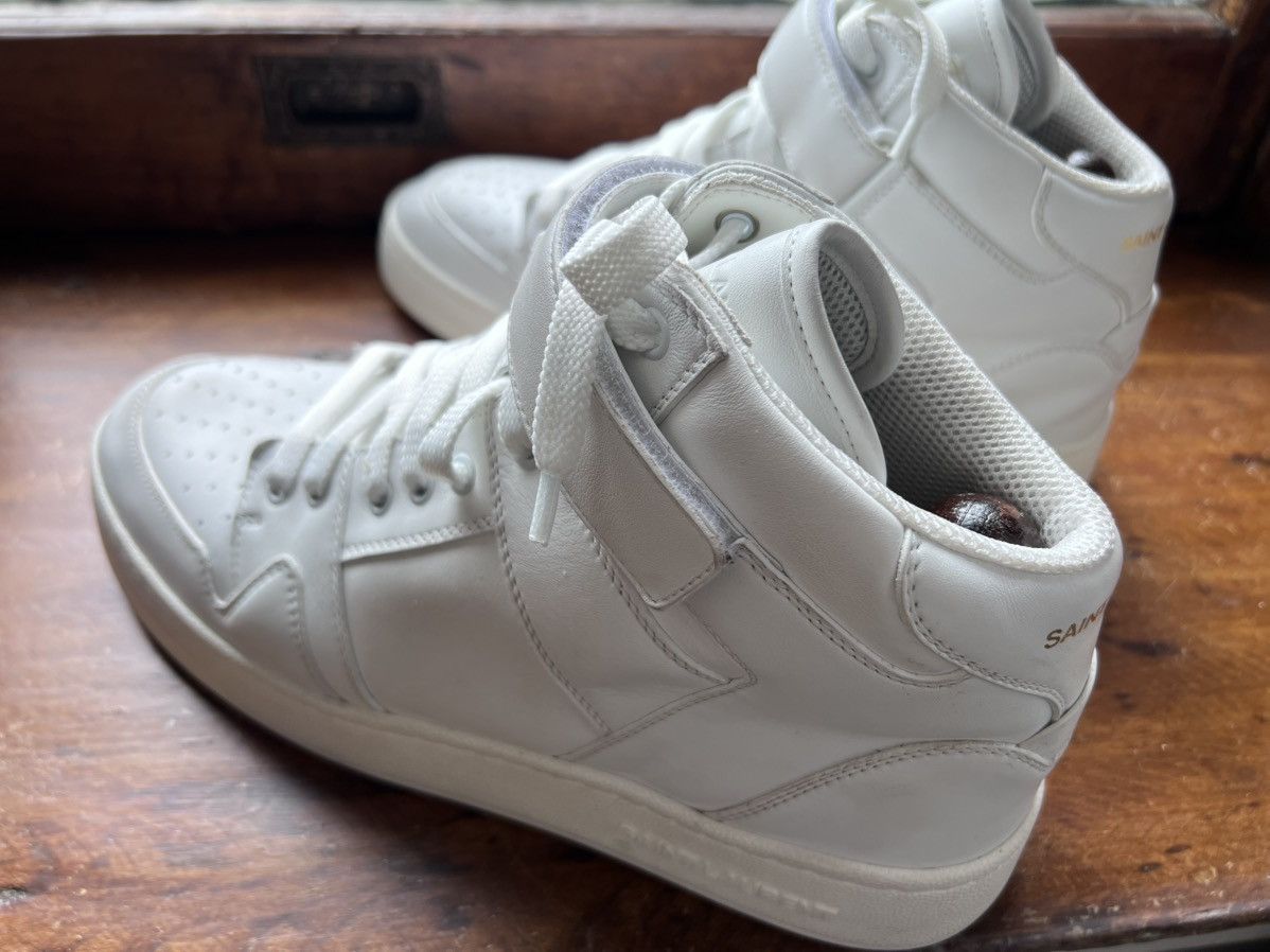 Saint Laurent Paris $1.3K Lax dirty white mid-top sneakers, EU43.5/US10.5 Size US 10.5 / EU 43-44 - 7 Thumbnail