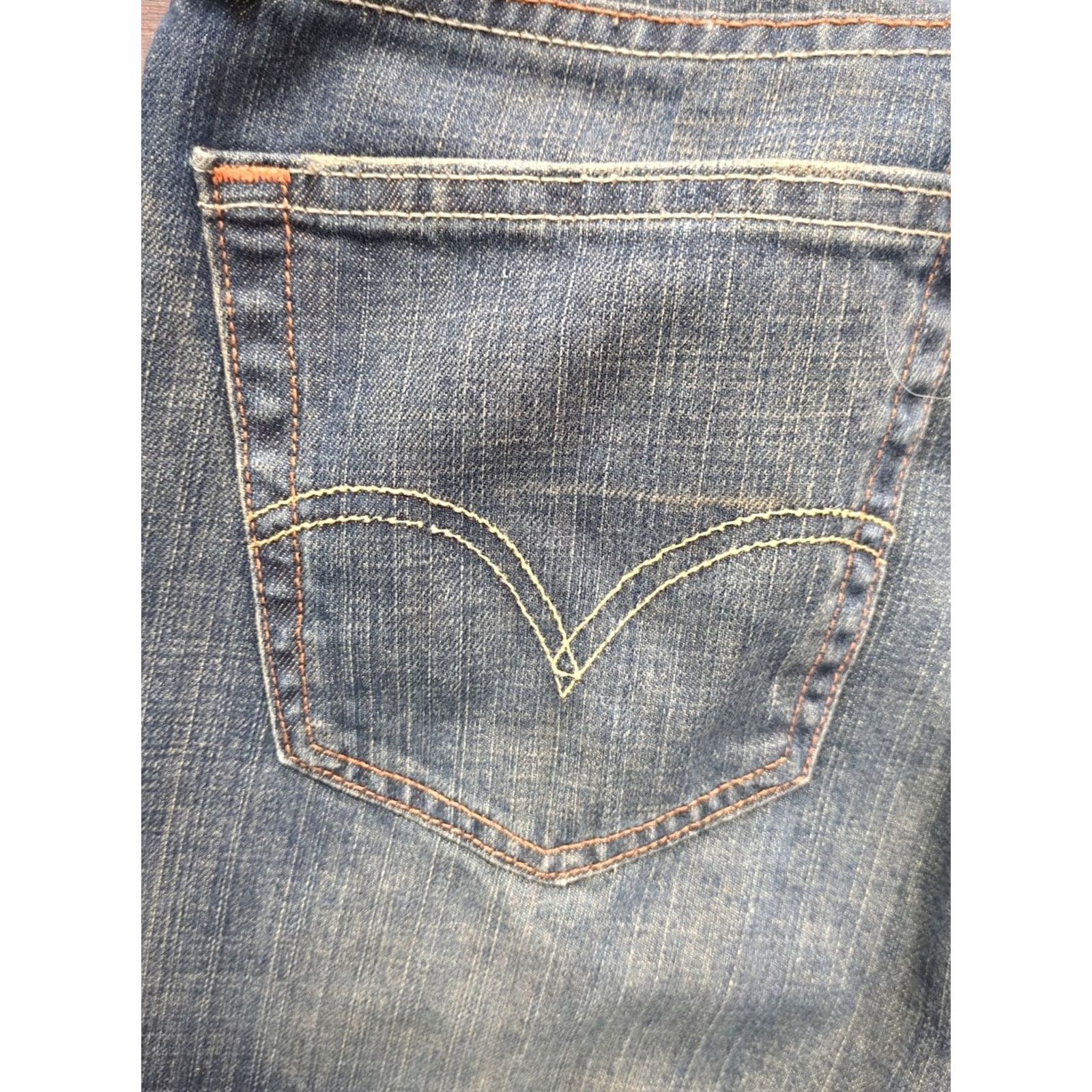 Levi's Levi's 514 Slim Straight Jeans Mens 36x30 Blue Dark Wash Western Cowboy Pattern Solid 5-Pocket Denim Cotton Zip Inseam 30 Size US 36 / EU 52 - 6 Thumbnail