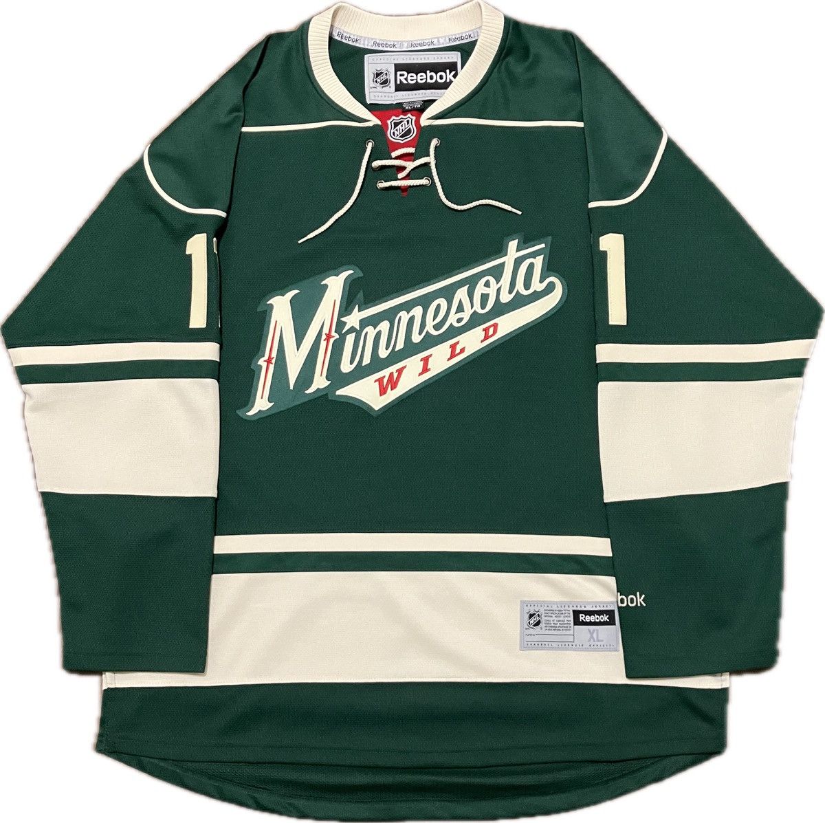 image of Minnesota Wild Parise Reebok Wordmark Alt Nhl Hockey Jersey, Men's (Size XL)