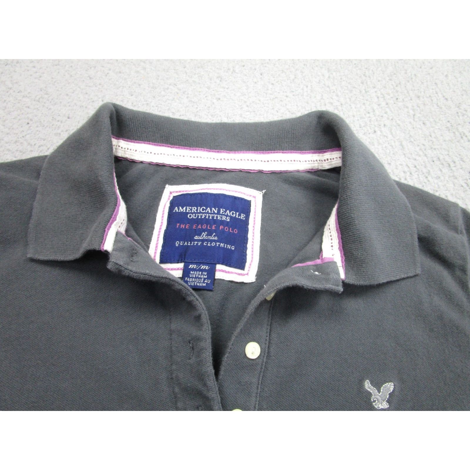 American Eagle Outfitters VINTAGE American Eagle Polo Shirt Womens M Gray Eagle y2k preppy grunge bella henley 00s Size M / US 6-8 / IT 42-44 - 3 Thumbnail