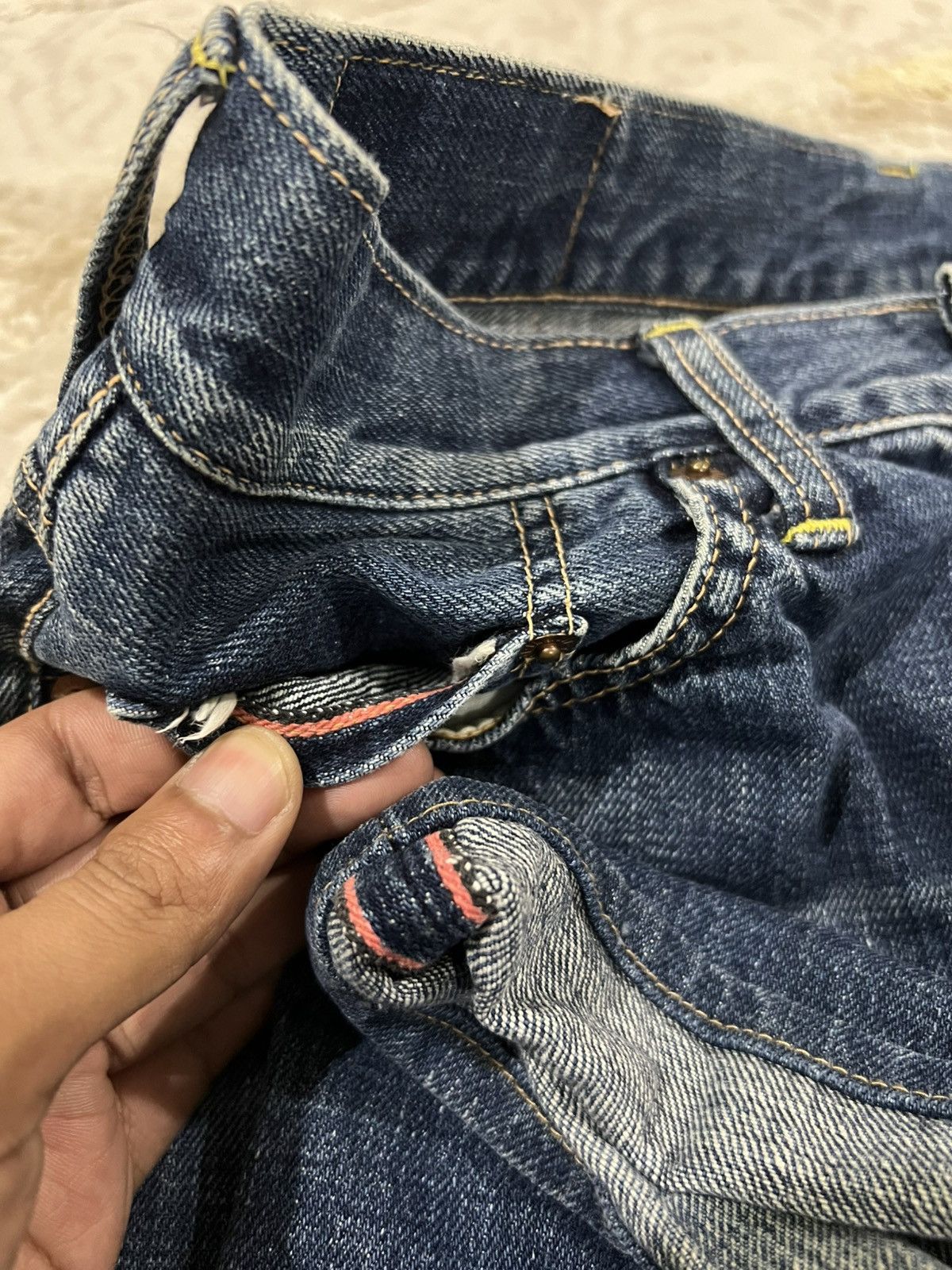 Indigo × OMNIGOD × Oni Vintage Omnigod 🇯🇵 Selvaged Indigo Denim Jeans Regular Fit Size US 31 - 5 Thumbnail