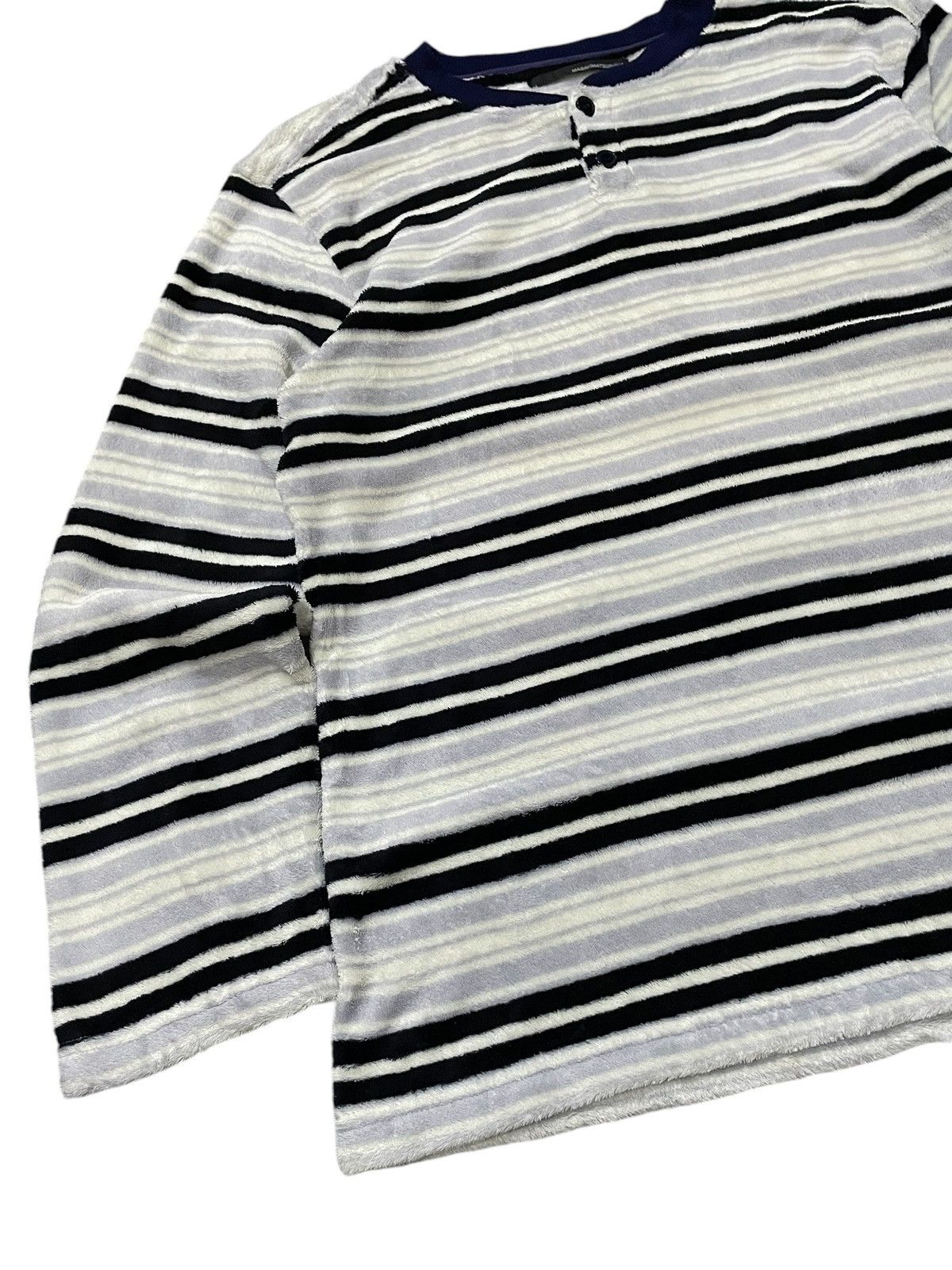 Issey Miyake × Masaki Matsushima Masaki Matsushima Border Stripe Fleece Long Sleeve Sweater Size US L / EU 52-54 / 3 - 6 Thumbnail
