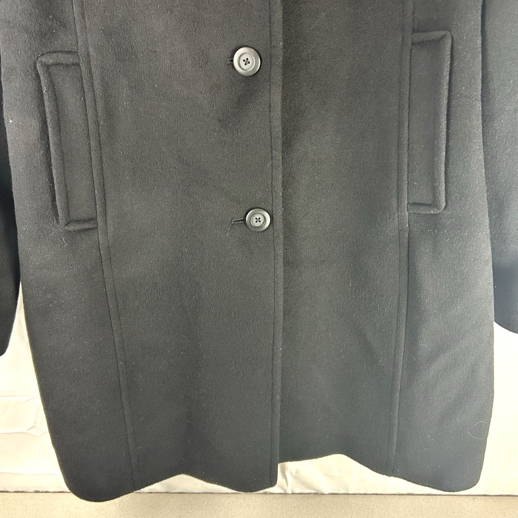 Vintage LL Bean Womens 12 Reg Black Lambswool Preppy Long Overcoat Quiet Luxury Outdoor Overcoat BlacK Lambswool 90s Preppy City Ivy Womens Size XL / US 12-14 / IT 48-50 - 3 Thumbnail