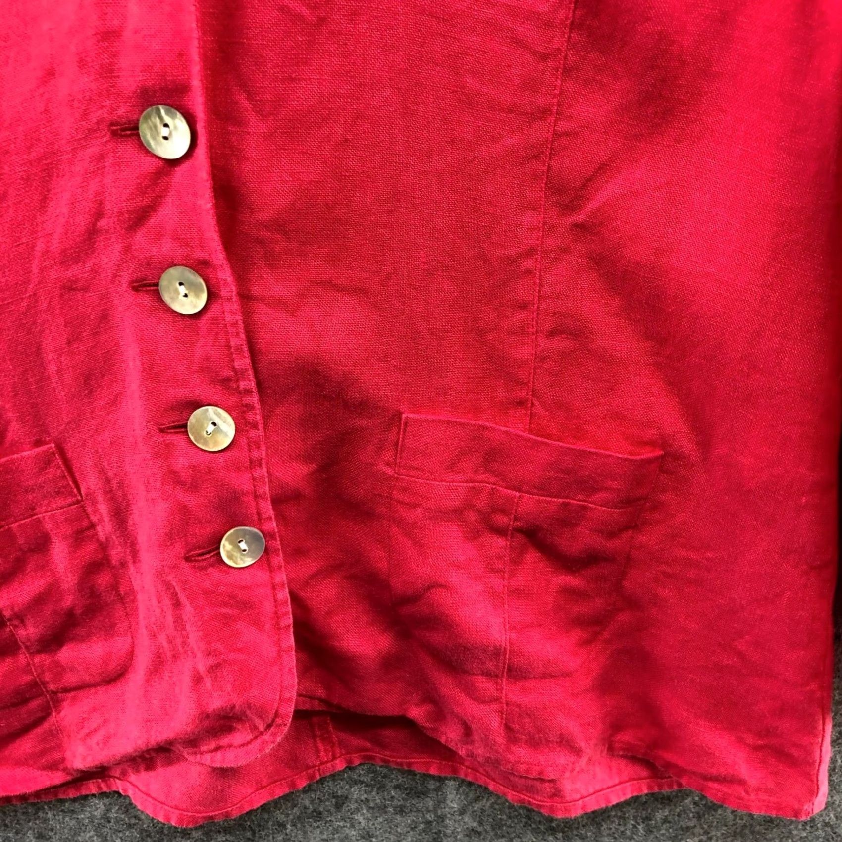 Talbots VINTAGE Talbots Pink Linen Shirt Jacket Womens 10 Blazer Button Front Ruffle Cuff Beach Modern Short Sleeve Size L / US 10 / IT 46 - 7 Thumbnail