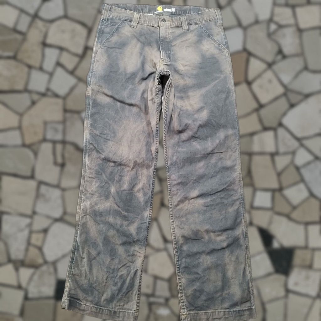 VINTAGE Carhartt Relaxed Fit Olive Acid Wash Tie Dye Pants Canvas Mens 33x30