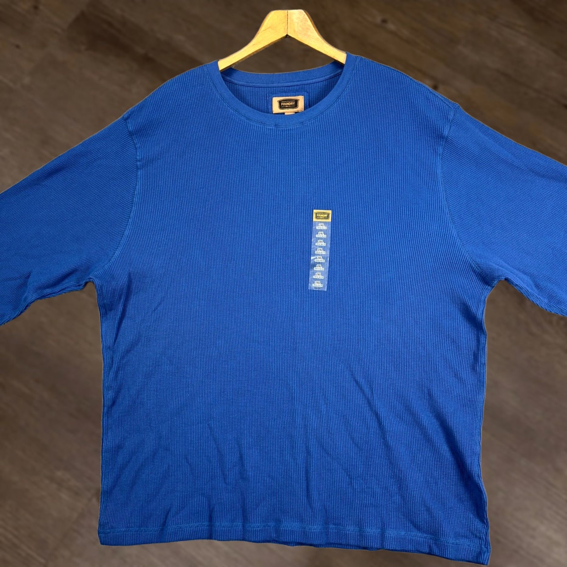 Vintage VINTAGE? The Foundry Supply Co. Mens Thermal Sweater 2XL Blue Crewneck Waffle Knit NEW Size US XXL / EU 58 / 5 - 1 Thumbnail