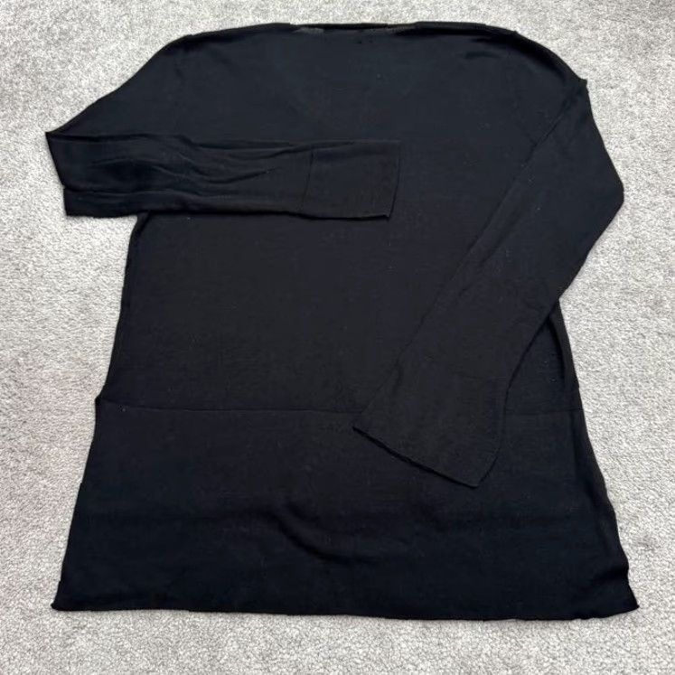 Zara Zara Womens Sweater V-Neck Hi-Lo Pullover Black Acrylic Blend Knit Casual Fall Winter Lady Large Size L / US 10 / IT 46 - 2 Thumbnail