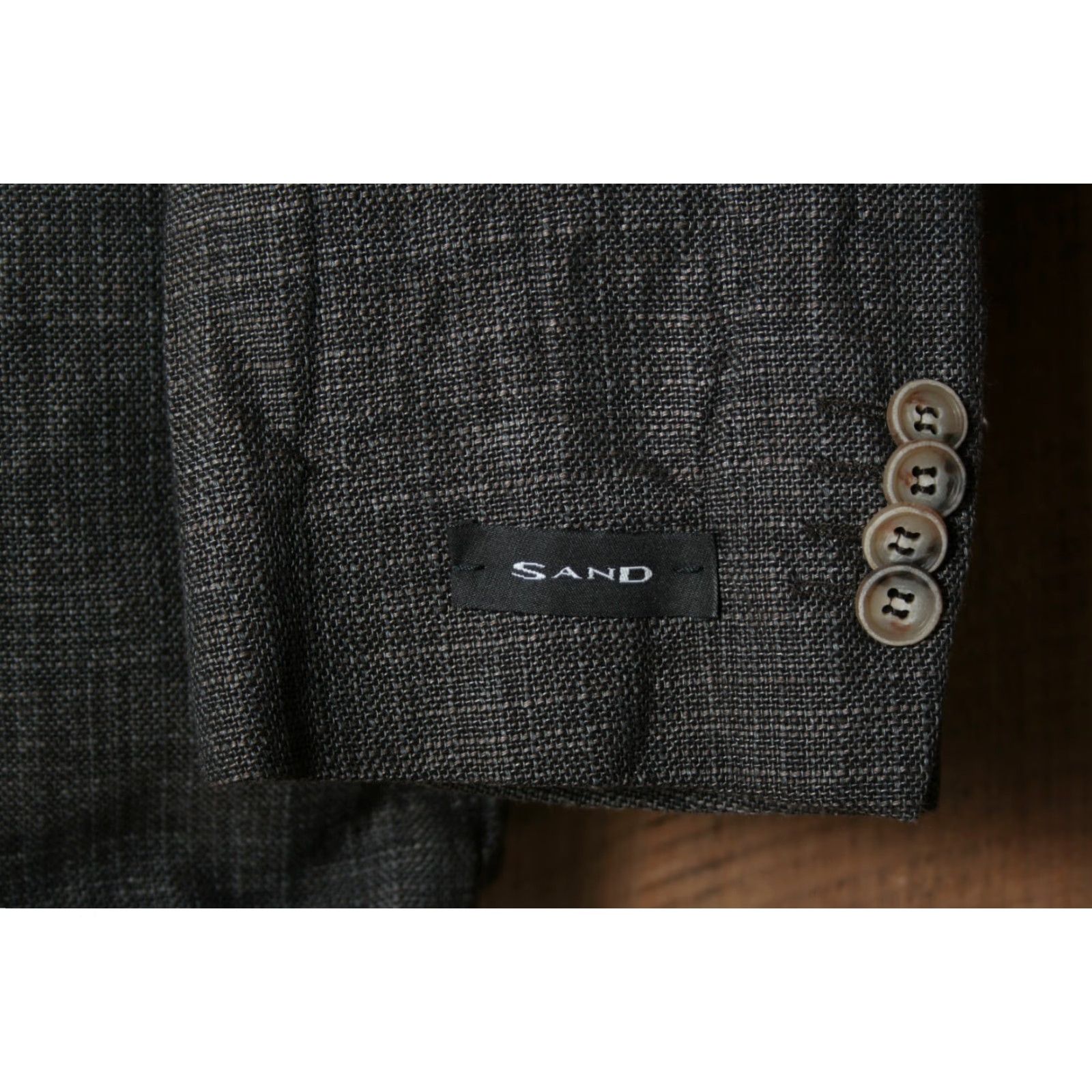 Vintage SAND Gray Linen & Wool Blend Sport Coat Blazer US 42 EUR 54 Size 42R - 4 Thumbnail