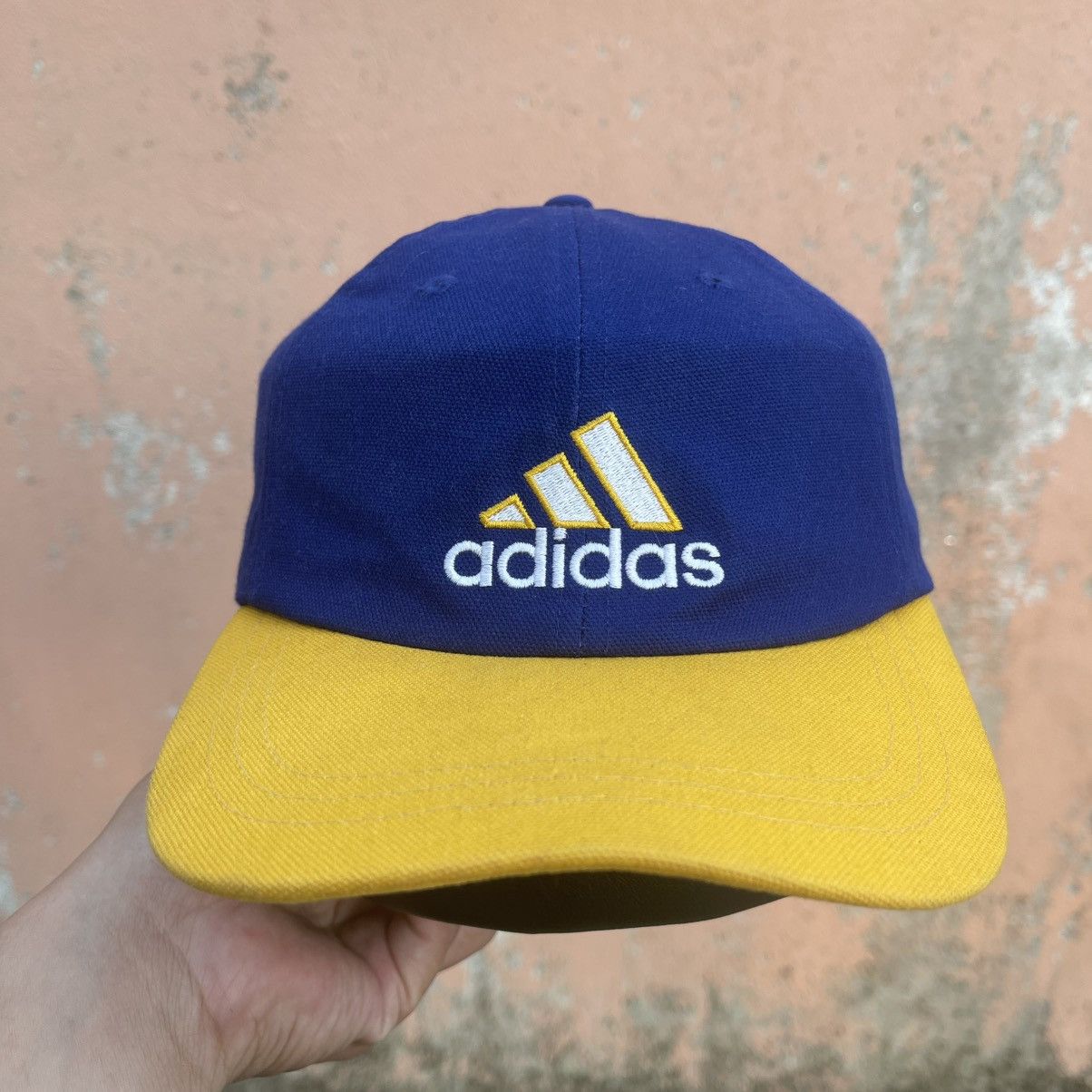 Adidas Vintage 90s Adidas Two-Tone Cap - Navy/Yellow Size ONE SIZE - 11 Thumbnail