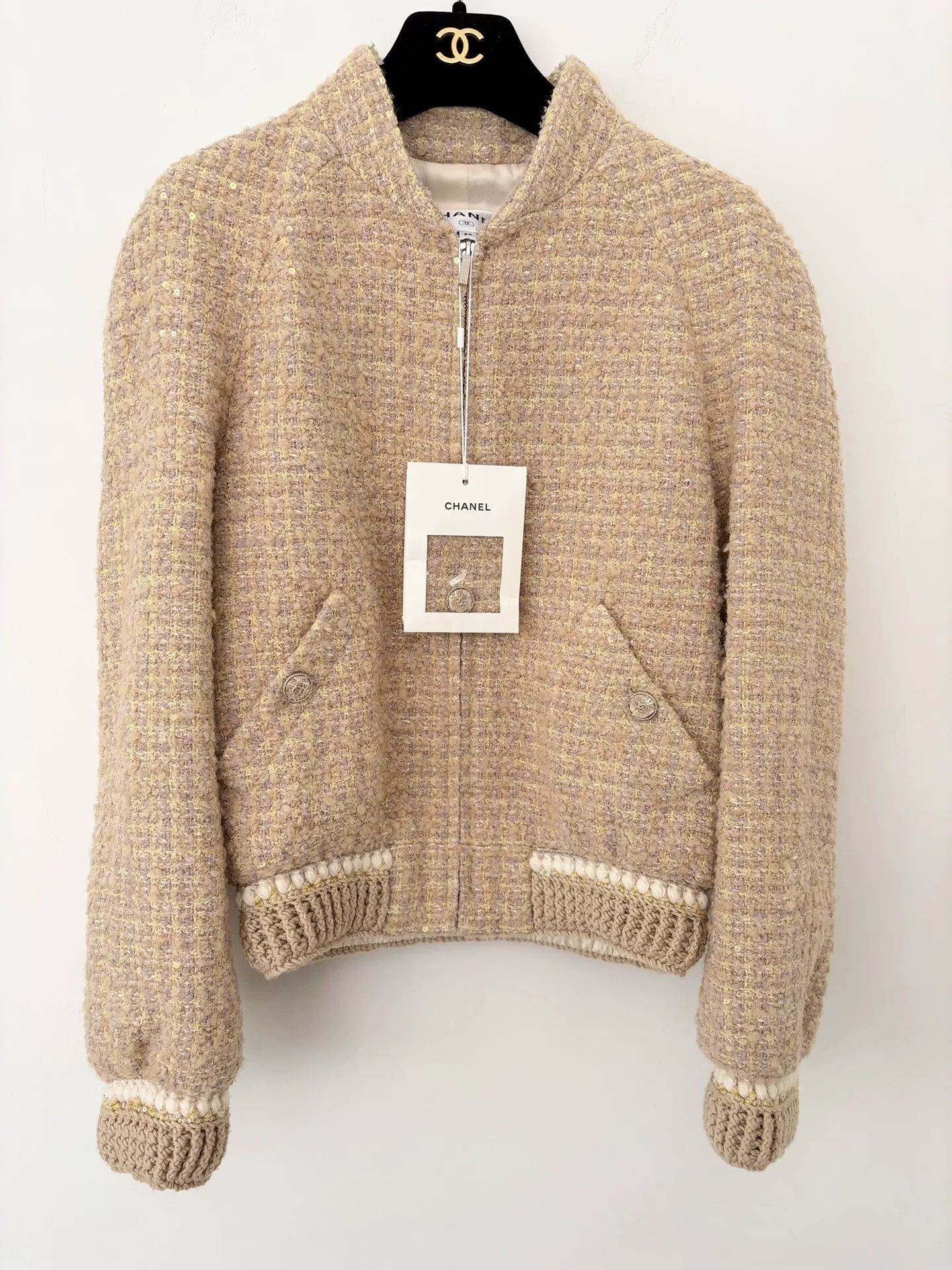 Chanel Chanel Pink Tweed Stand-Collar Jacket Size US XS / EU 42 / 0 - 1 Thumbnail