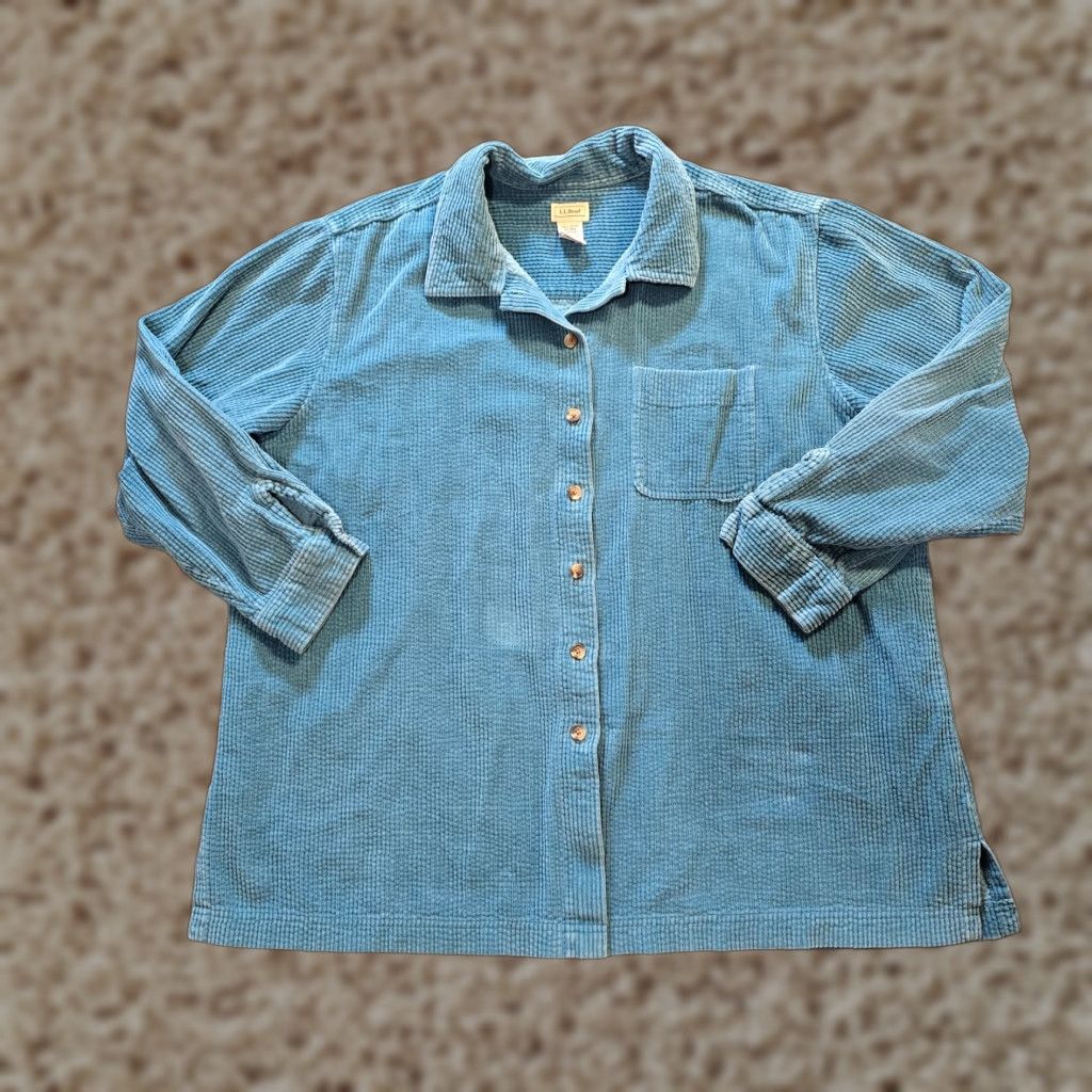 Vintage LL Bean Jacket Womens 2X Green Wide Wale Corduroy Shirt Shacket Casual Outdoors Size XXL / US 16-18 / IT 52-54 - 1 Thumbnail