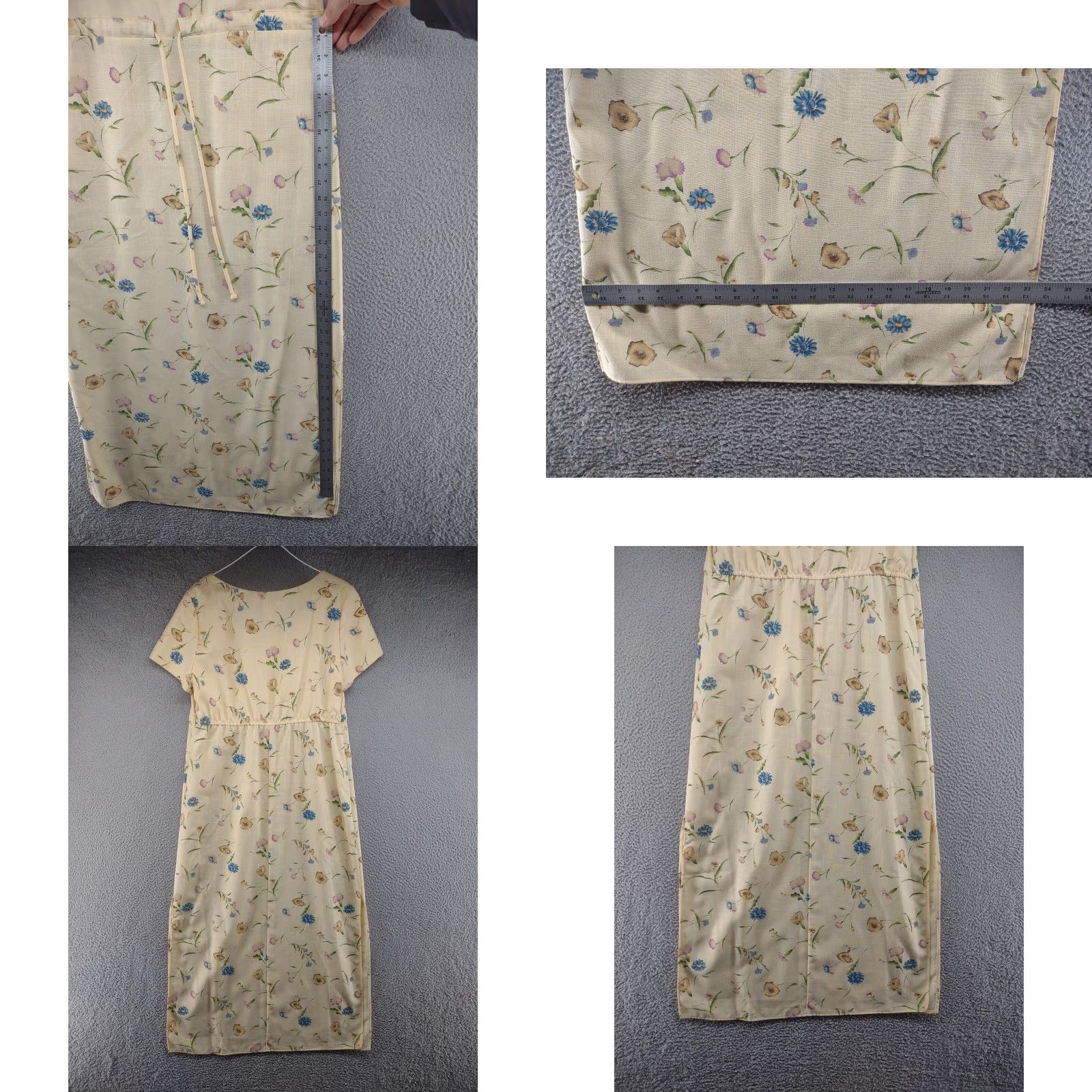 Vintage 90s SL FASHIONS Yellow Floral Pattern Shirt Long Dress USA Made Women's SZ 14 Size XL / US 12-14 / IT 48-50 - 8 Thumbnail