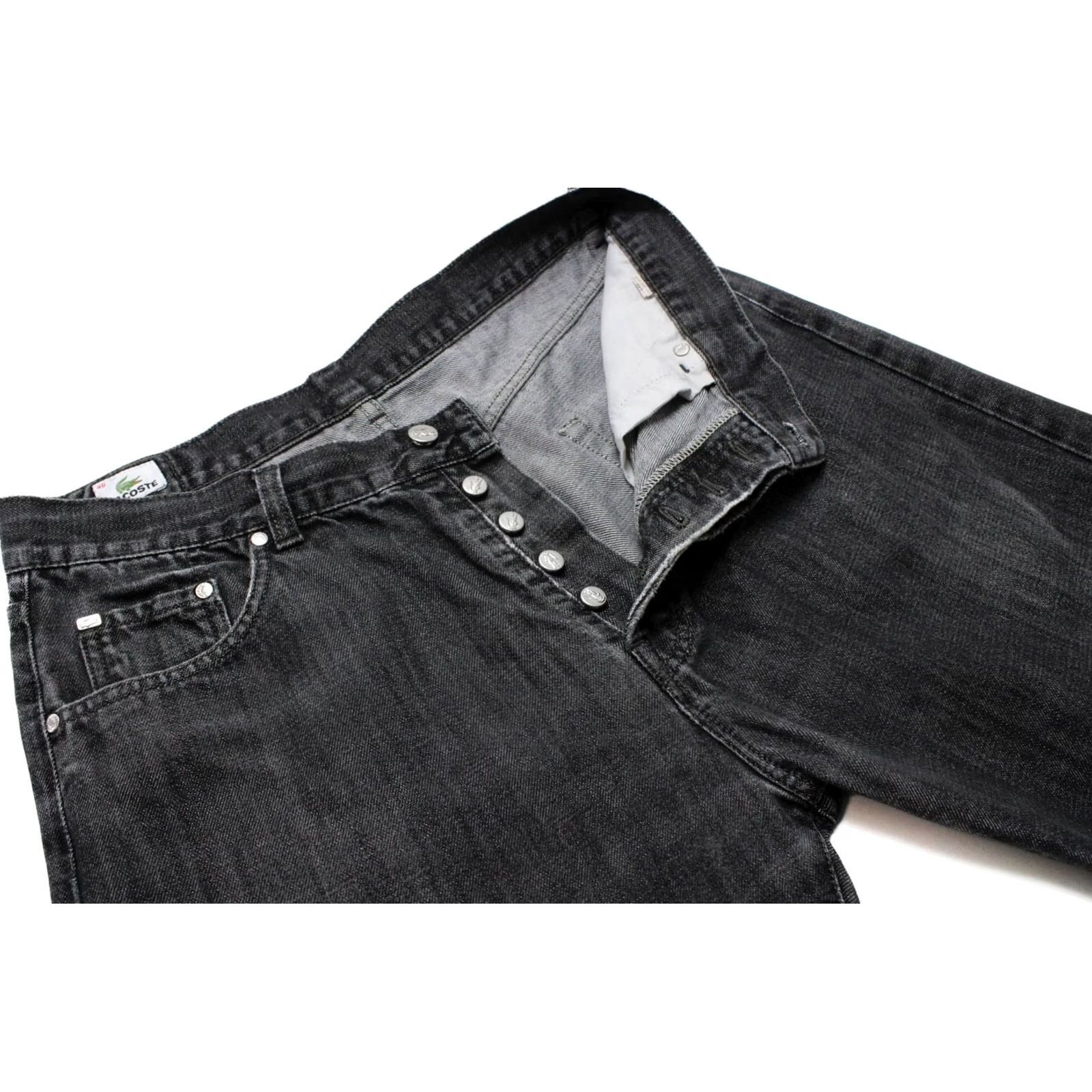 Lacoste LACOSTE Jeans Men Regular Fit Button Fly UK 36 Black Denim Pants Size US 36 / EU 52 - 4 Thumbnail