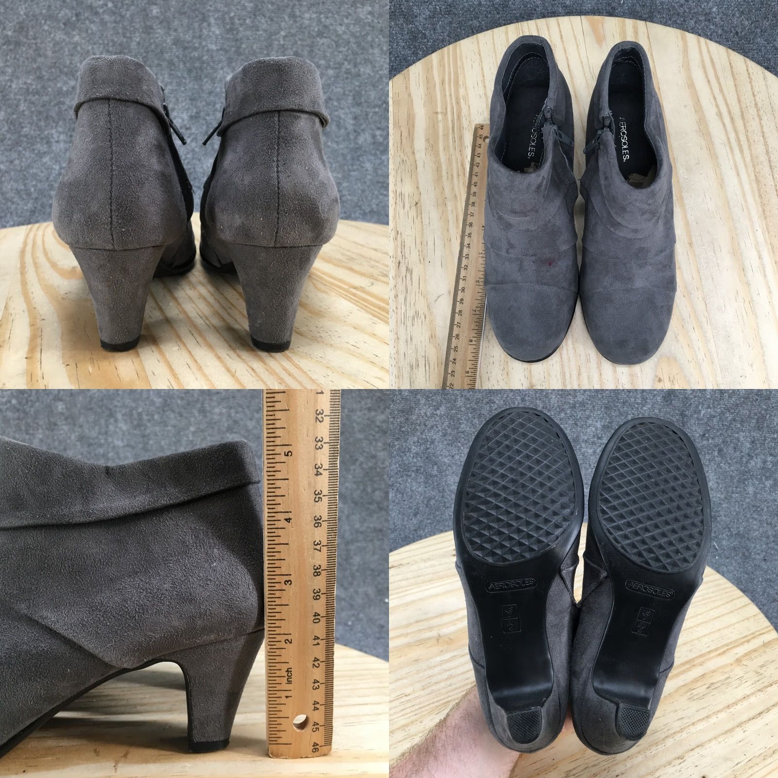 Vintage Aerosoles Boots Womens 7 M Play Pleat Ankle Bootie Gray Round Toe Kitten Heels Size US 7 / IT 37 - 8 Thumbnail