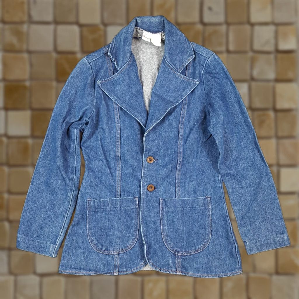 VINTAGE Wrangler Denim Jacket Womens S Blue 80s Western Rockabilly Casual Winter