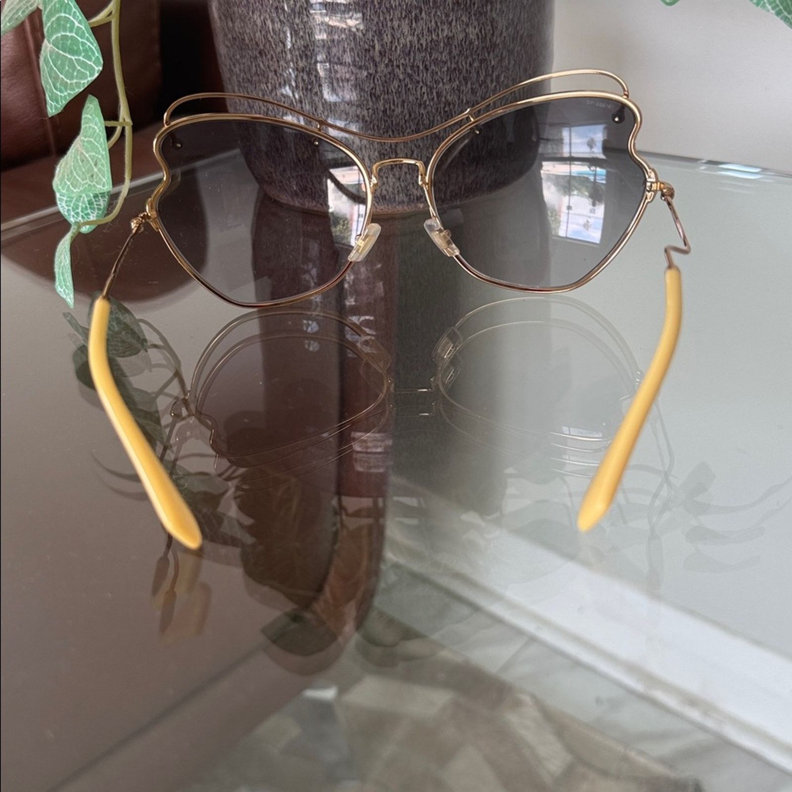 Miu Miu MIU MIU Gold Butterfly Frame Sunglasses- full inclusion Size ONE SIZE - 6 Thumbnail