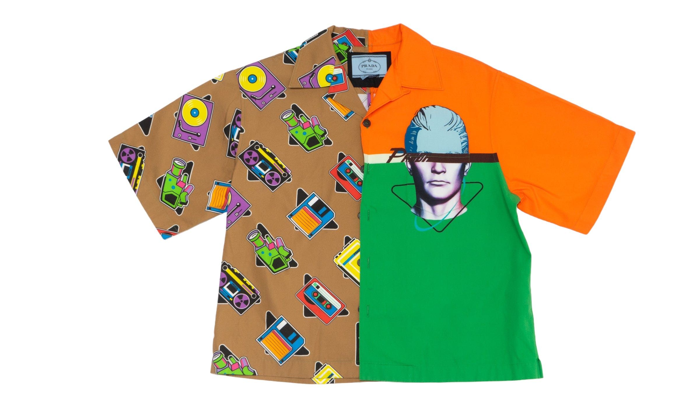 Prada Double Match Orange Prada Shirt Double Match Bowling Shirt