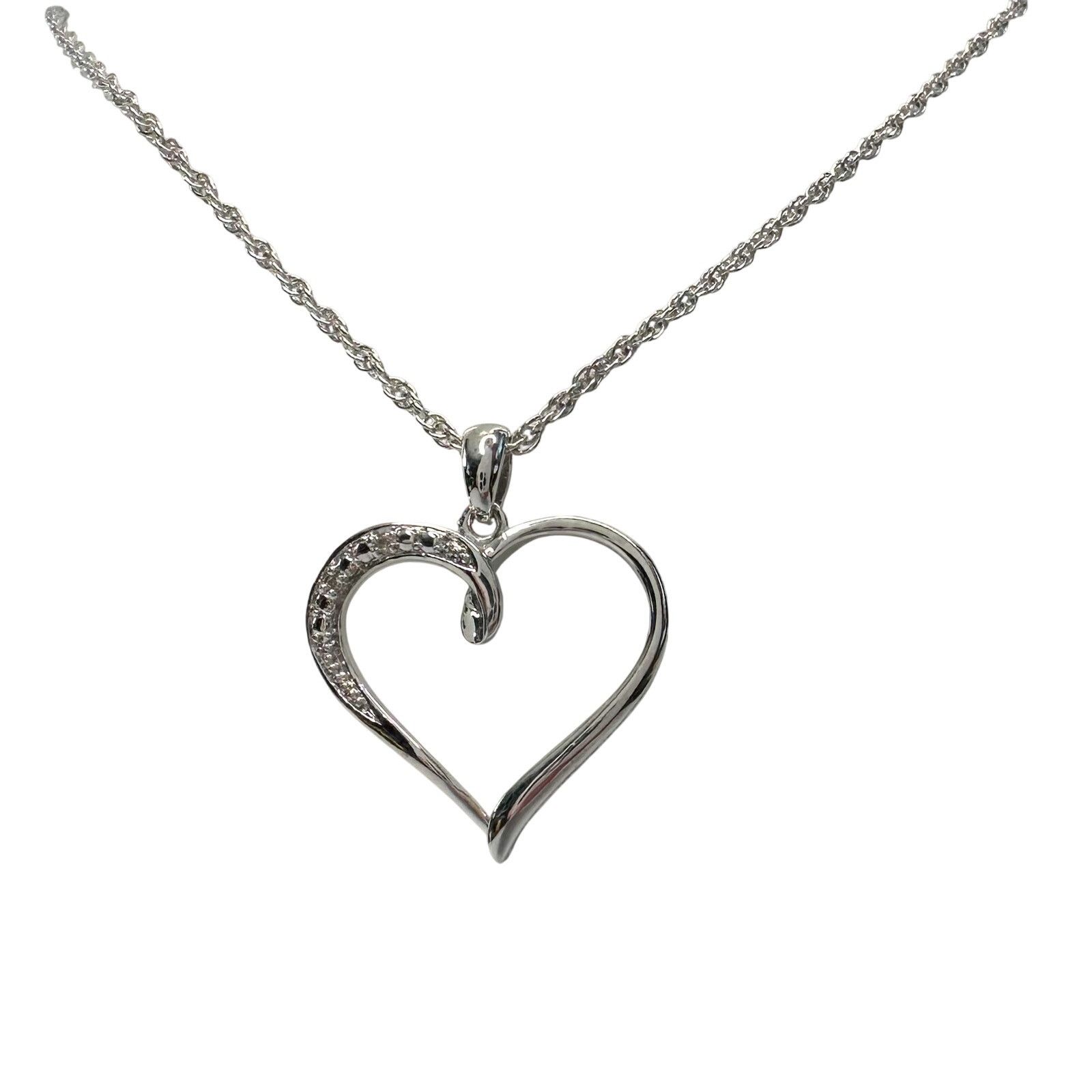 Other Heart Pendant with Diamond Accent - Rhodium Plated -15" Size ONE SIZE - 1 Thumbnail