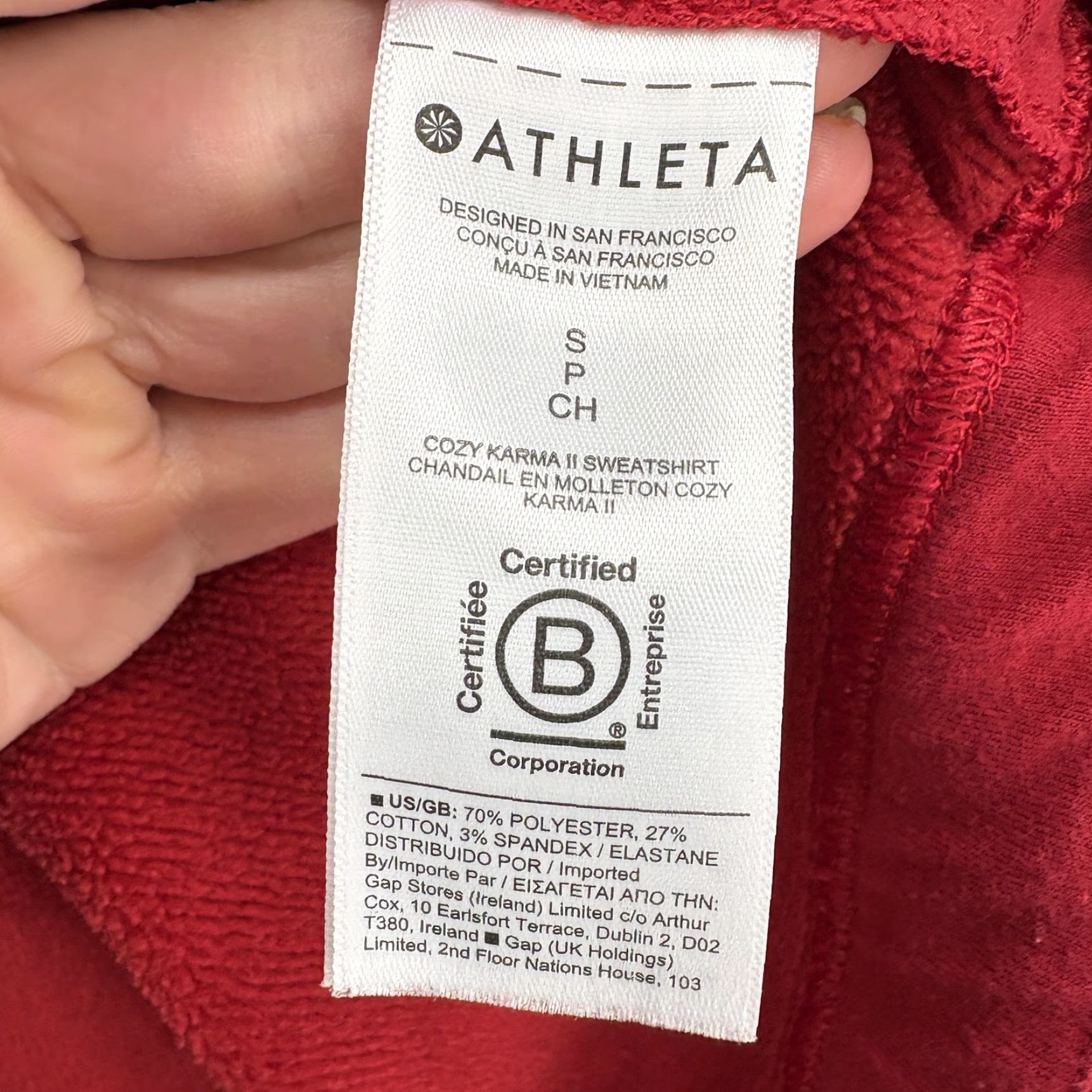 Athleta Athleta Sweatshirt Womens Small Red Cowl Neck Fleece Cozy Karma II Pullover Pocket Zipper Size S / US 4 / IT 40 - 5 Thumbnail