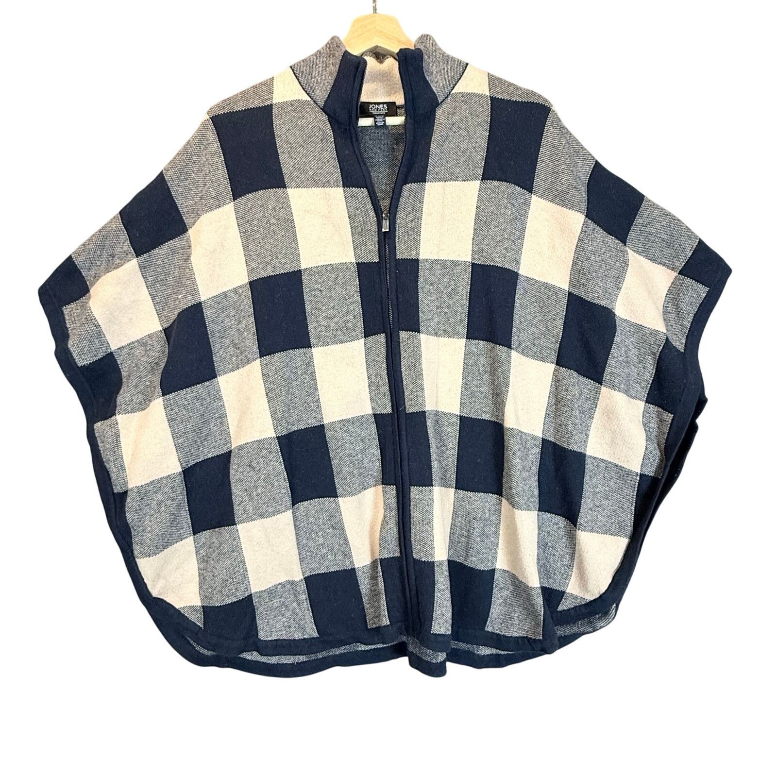 Jones New York Jones 0X 1X XL Sweater Poncho Cape Gingham Buffalo Plaid Size XL / US 12-14 / IT 48-50 - 1 Thumbnail