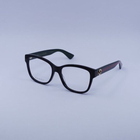 Gucci Gucci GG0038ON 011 Eyeglasses Black/Green 54mm Square Frame Size ONE SIZE - 1 Thumbnail
