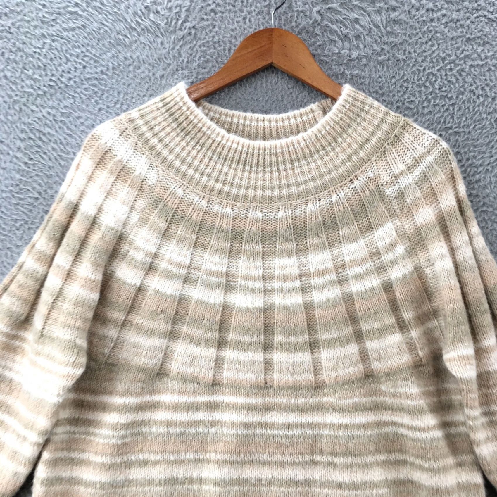 Vintage Knox Rose Pullover Sweater XL Beige Polyester Knit Long Sleeve Casual Womens Slim Fit Crew Neck Dolman Sleeve Size XL / US 12-14 / IT 48-50 - 2 Thumbnail