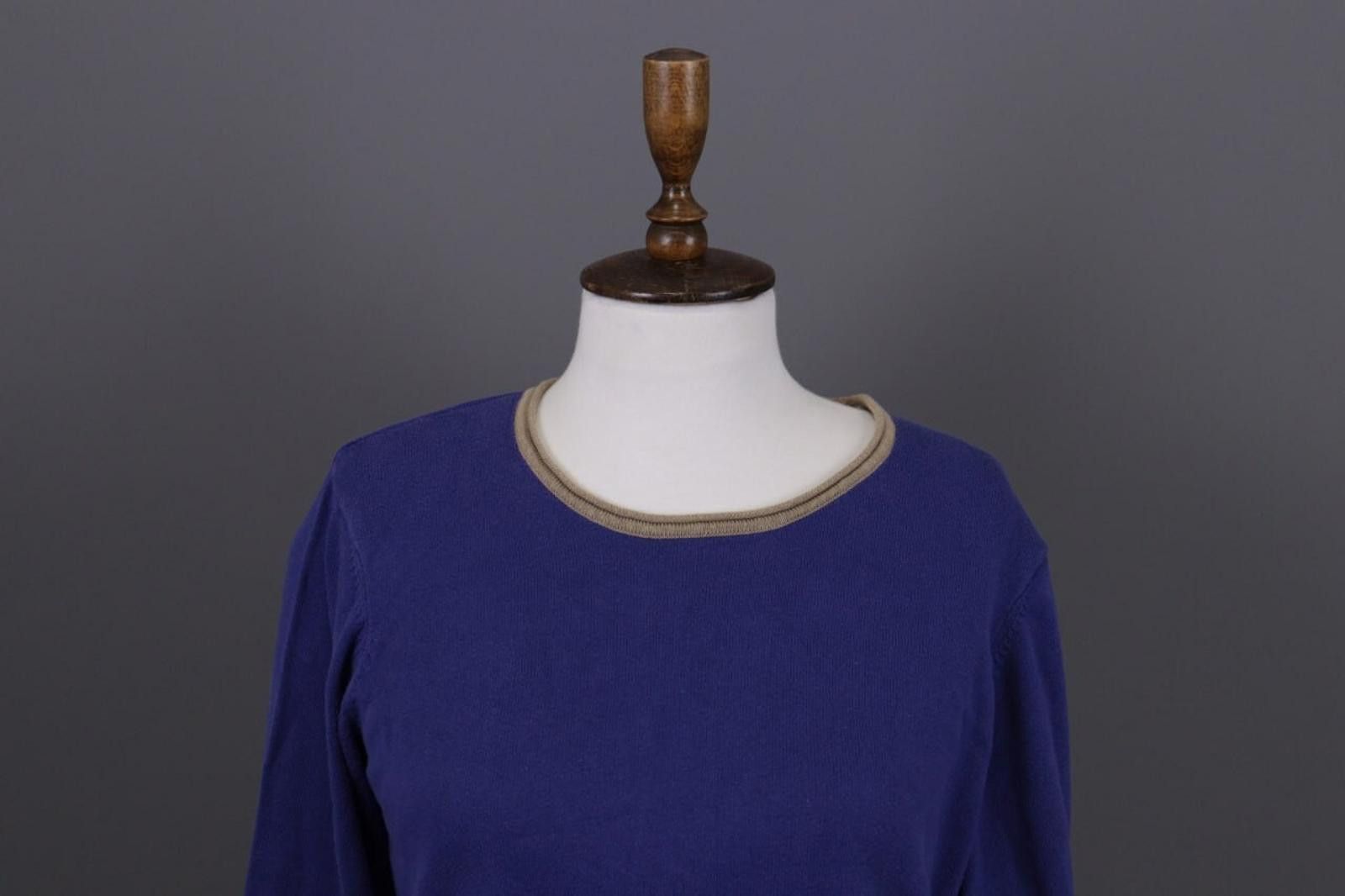 Designer Gudrun Sjödén Blue Cotton Knitted Pullover Sweater Size S Size S / US 4 / IT 40 - 2 Thumbnail