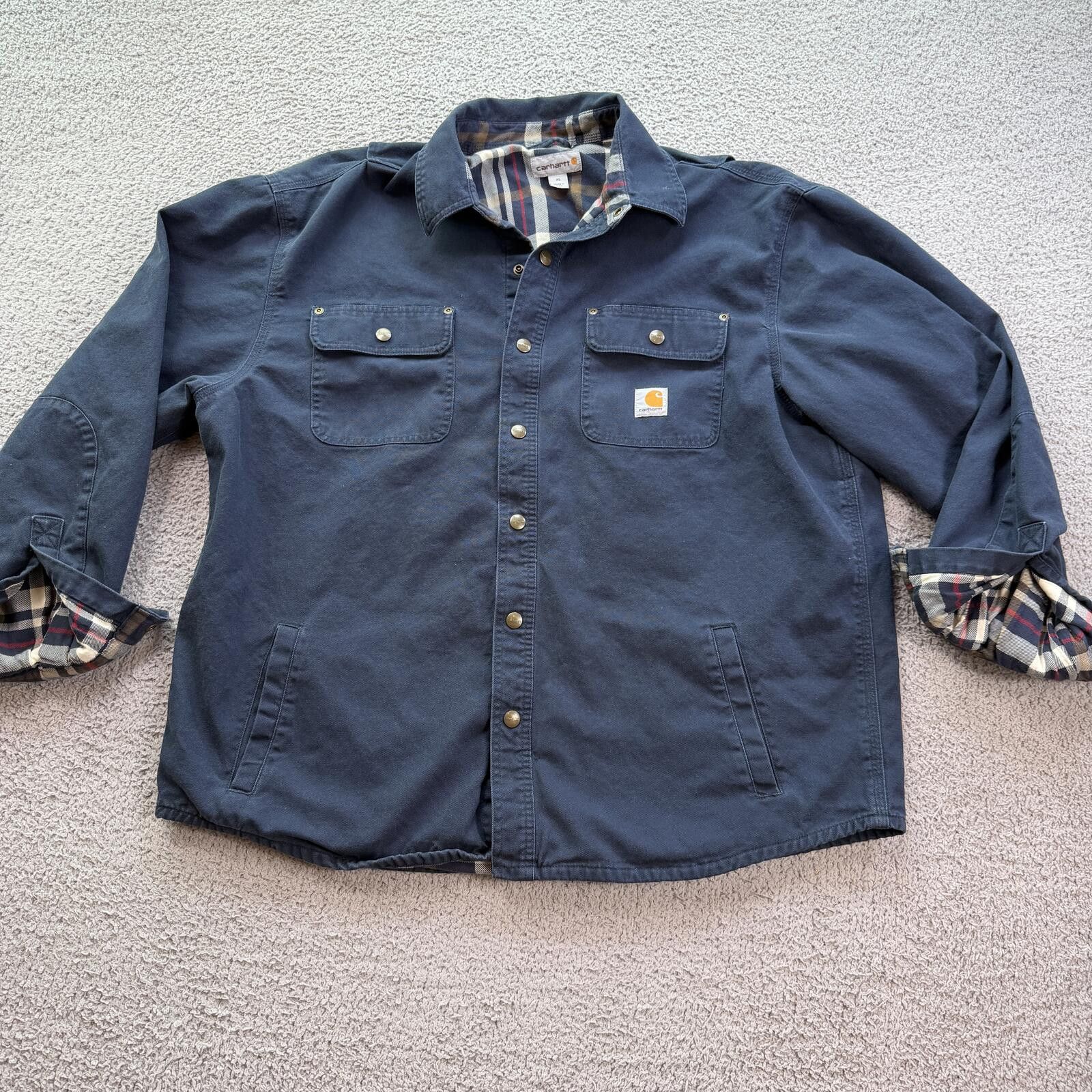 Carhartt Carhartt Flannel Lined Canvas Shirt Jacket Snap Front XL Size US XL / EU 56 / 4 - 1 Thumbnail