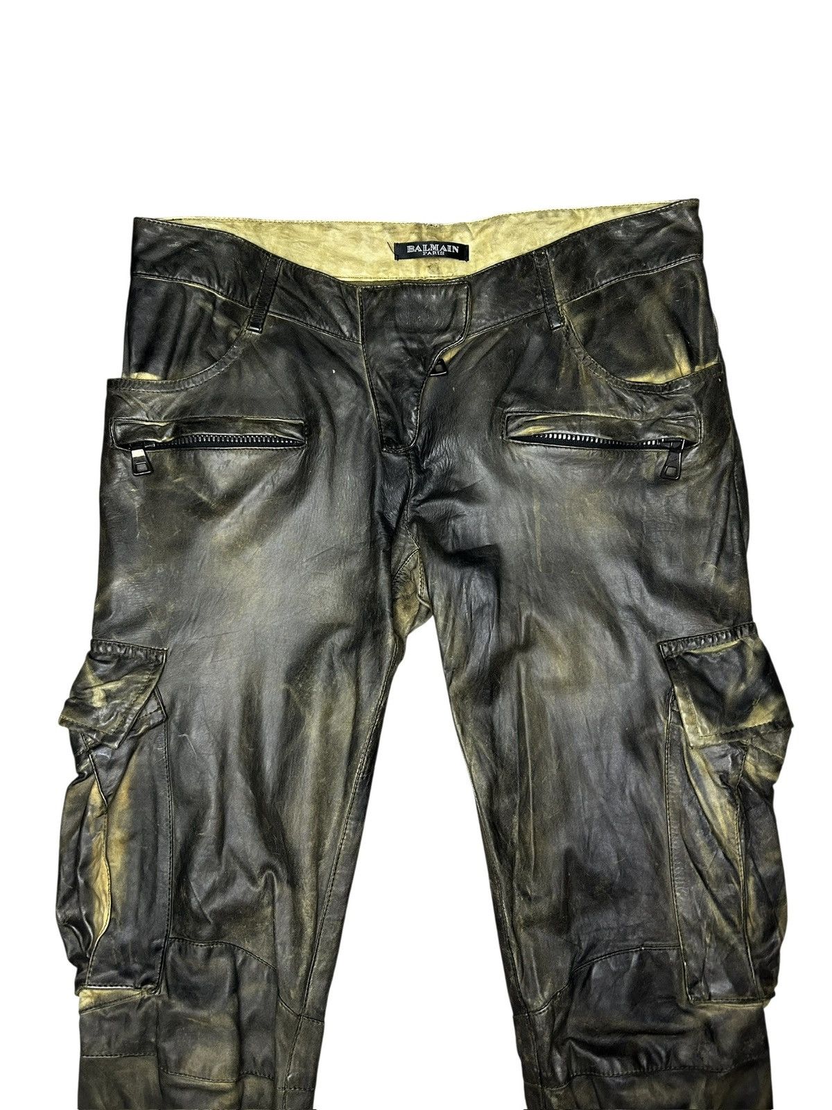 Balmain S/S 10 Decarnin Leather Cargo Trousers Size 26" / US 2 / IT 38 - 3 Thumbnail