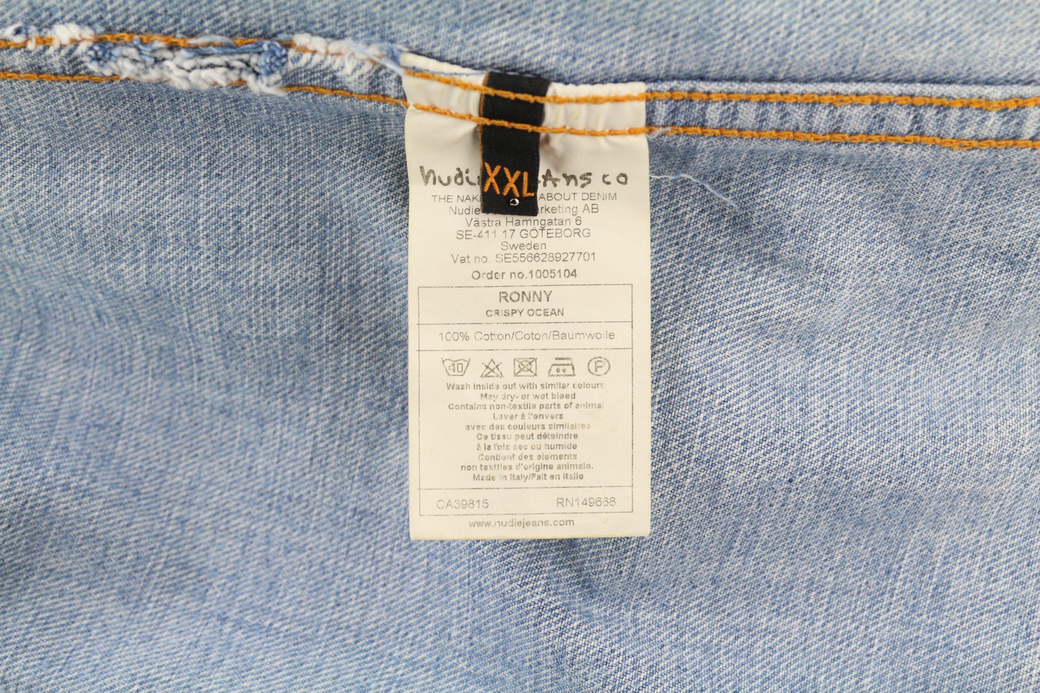 Nudie Jeans RONNY 2XL Denim Ocean Washed Spread Logo Jacket 80751 Size US XXL / EU 58 / 5 - 6 Thumbnail