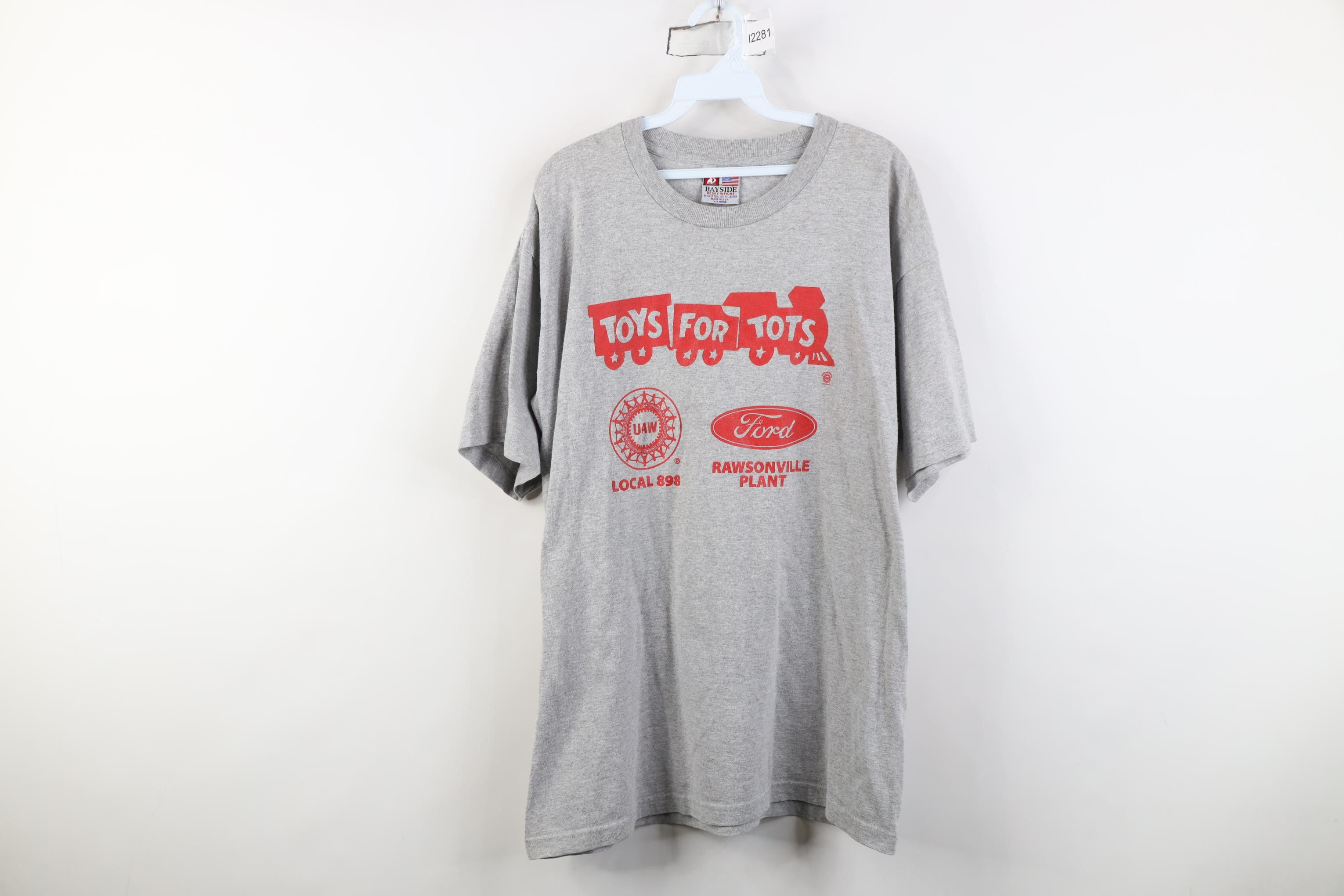 Vintage Vintage 90s Co Toys For Tots Union UAW T-Shirt Gray USA Size US XL / EU 56 / 4 - 1 Thumbnail
