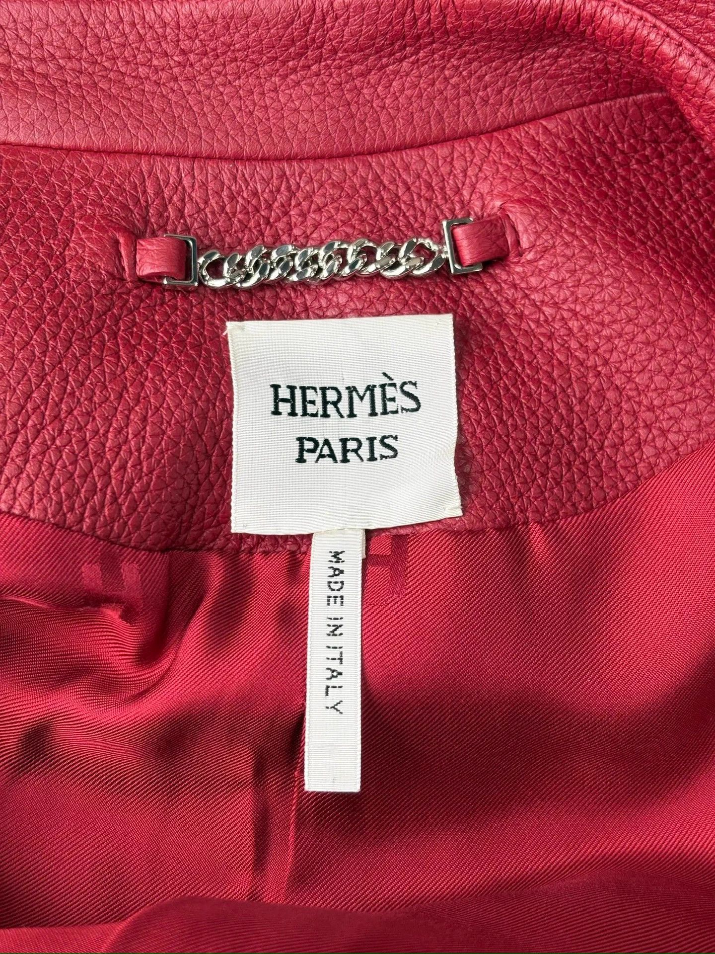 Hermes Hermes red soft deer skin zip-up jacket 38 Size S / US 4 / IT 40 - 7 Thumbnail