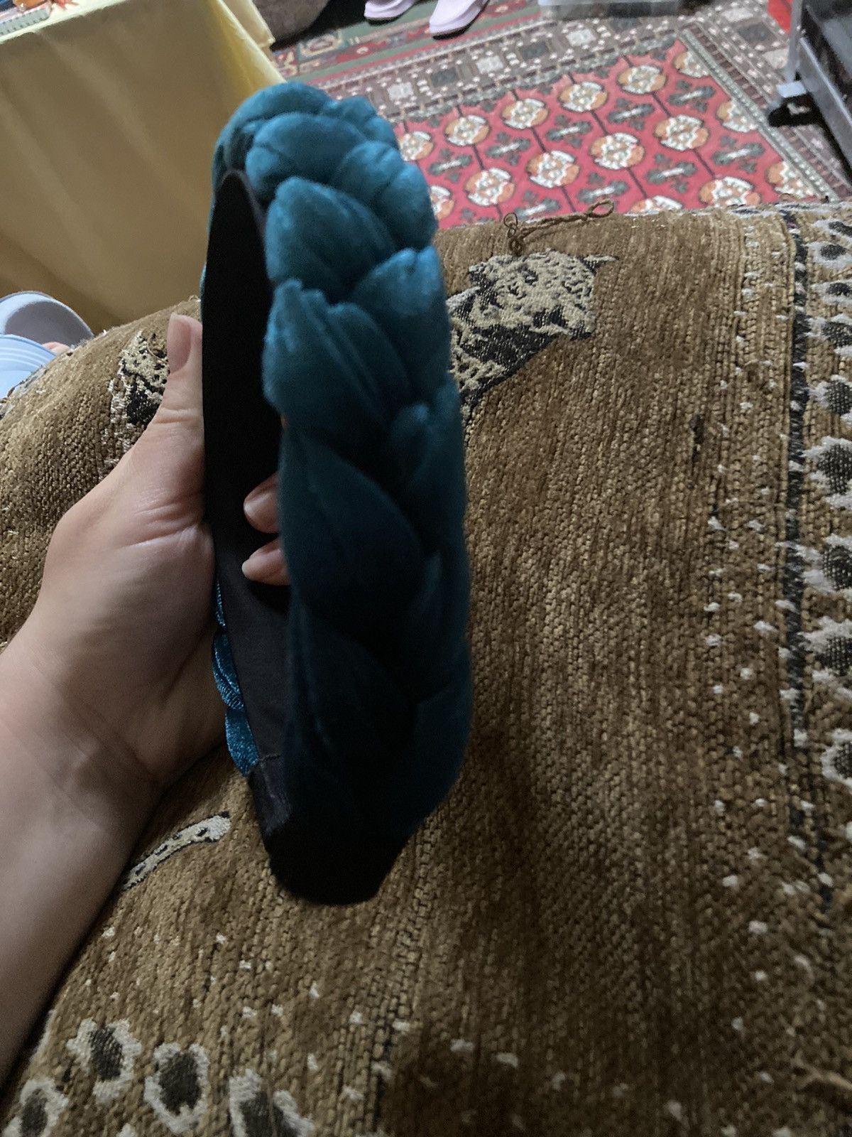 Other Turquoise velvety plaited headband Size ONE SIZE - 3 Thumbnail