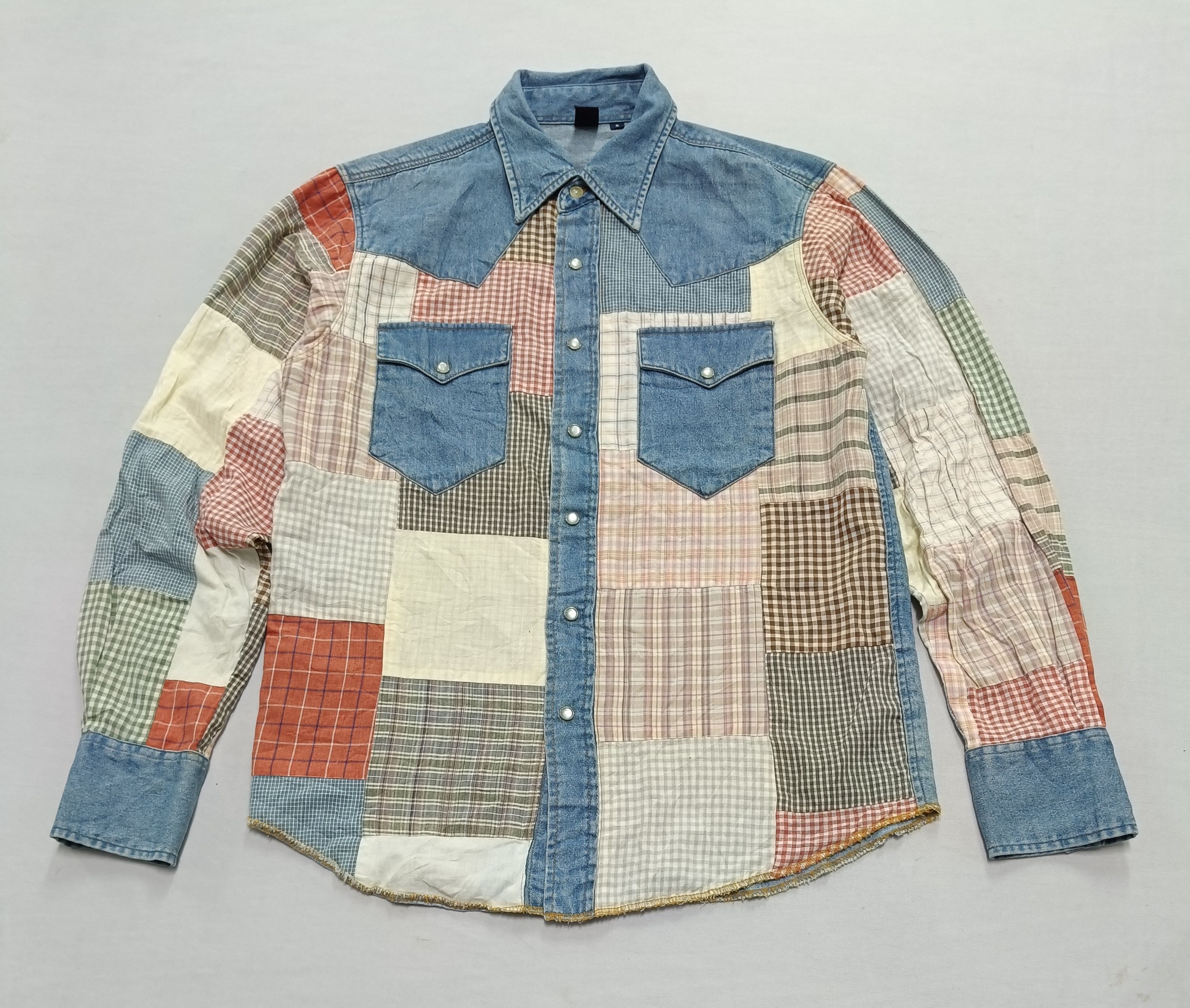 Other Road Runner Patchwork Pearl Snap Button Denim Shirt Size US S / EU 44-46 / 1 - 1 Thumbnail